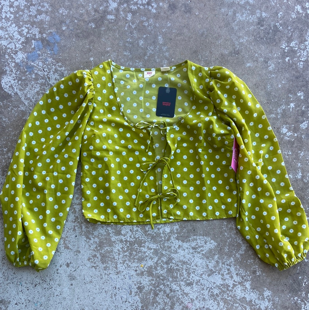 Green Levi’s Daisy tie top, M
