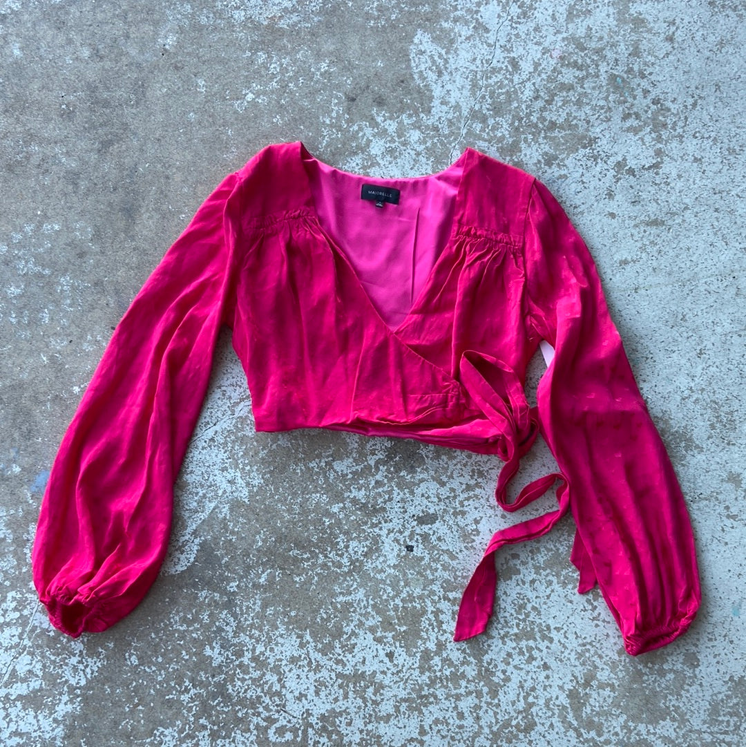 Pink Majorelle Heart wrap top, M
