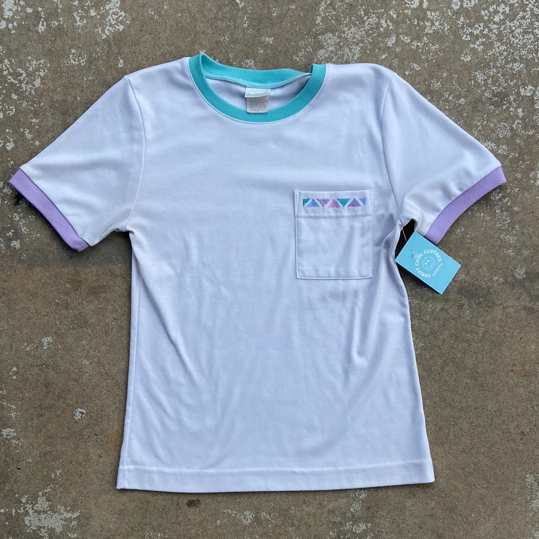 White Jantzen VTG embroidered docket tee, M