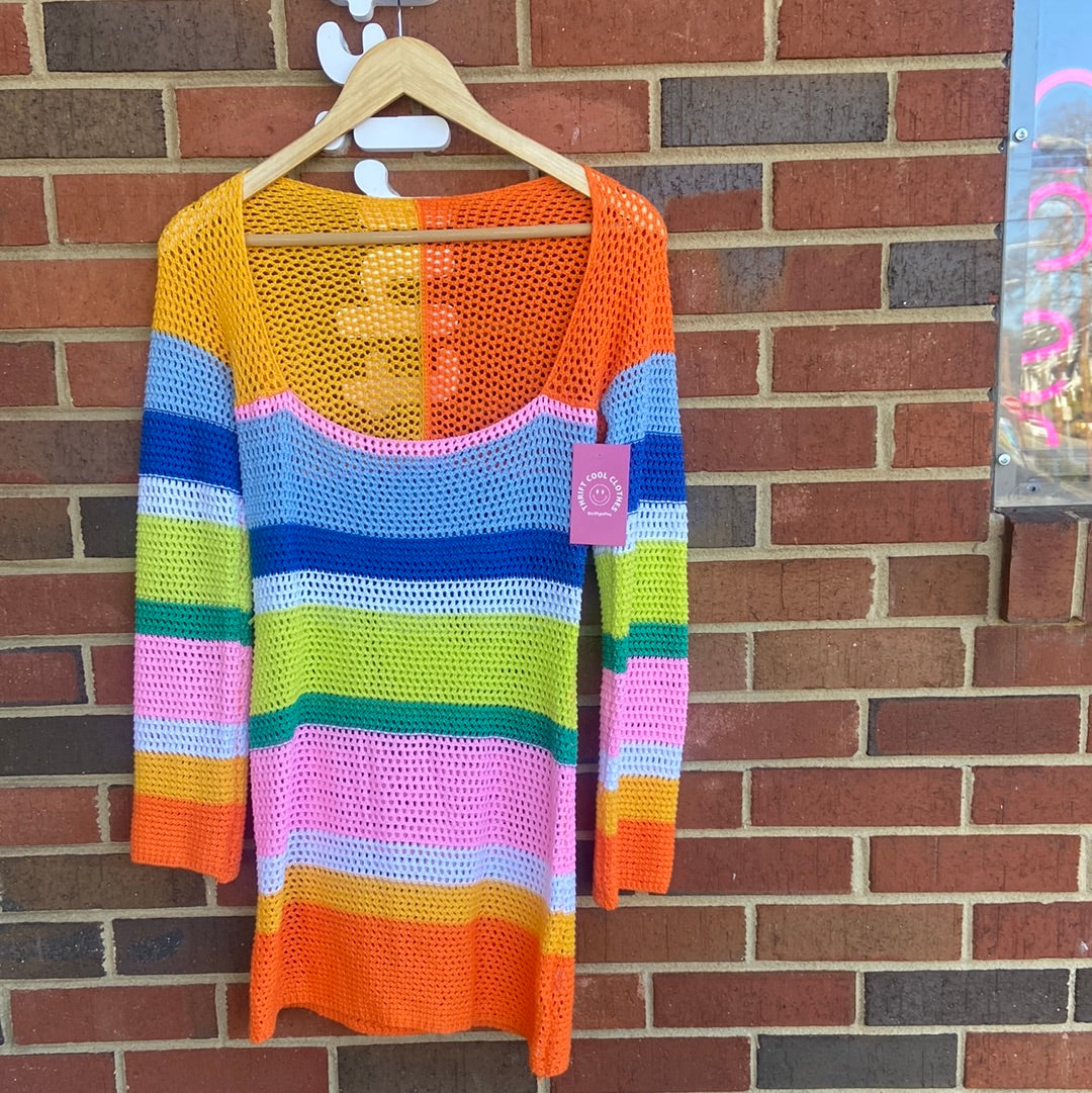 multi shein knit dress, small
