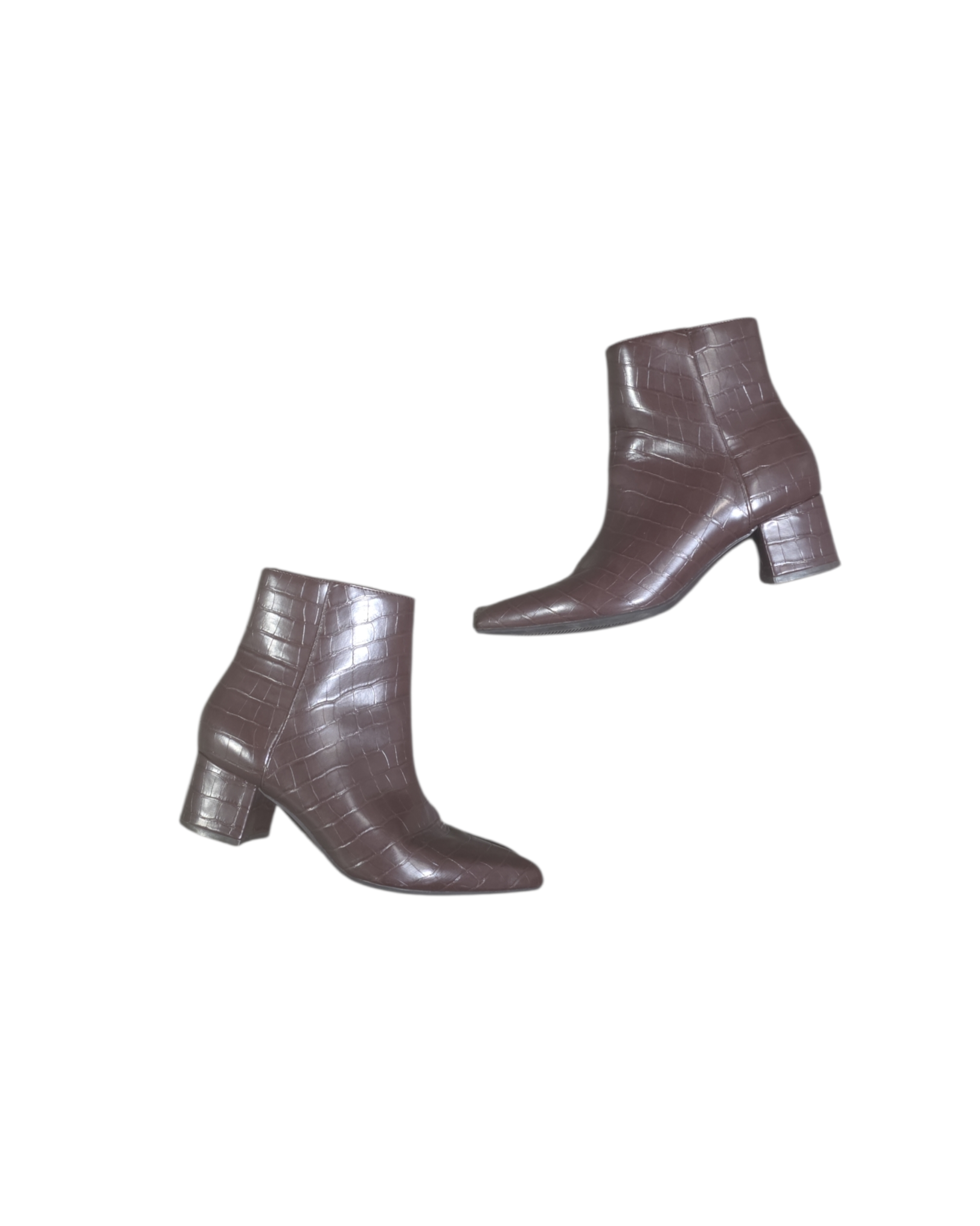 brown primark pointed toed croc booties, 6