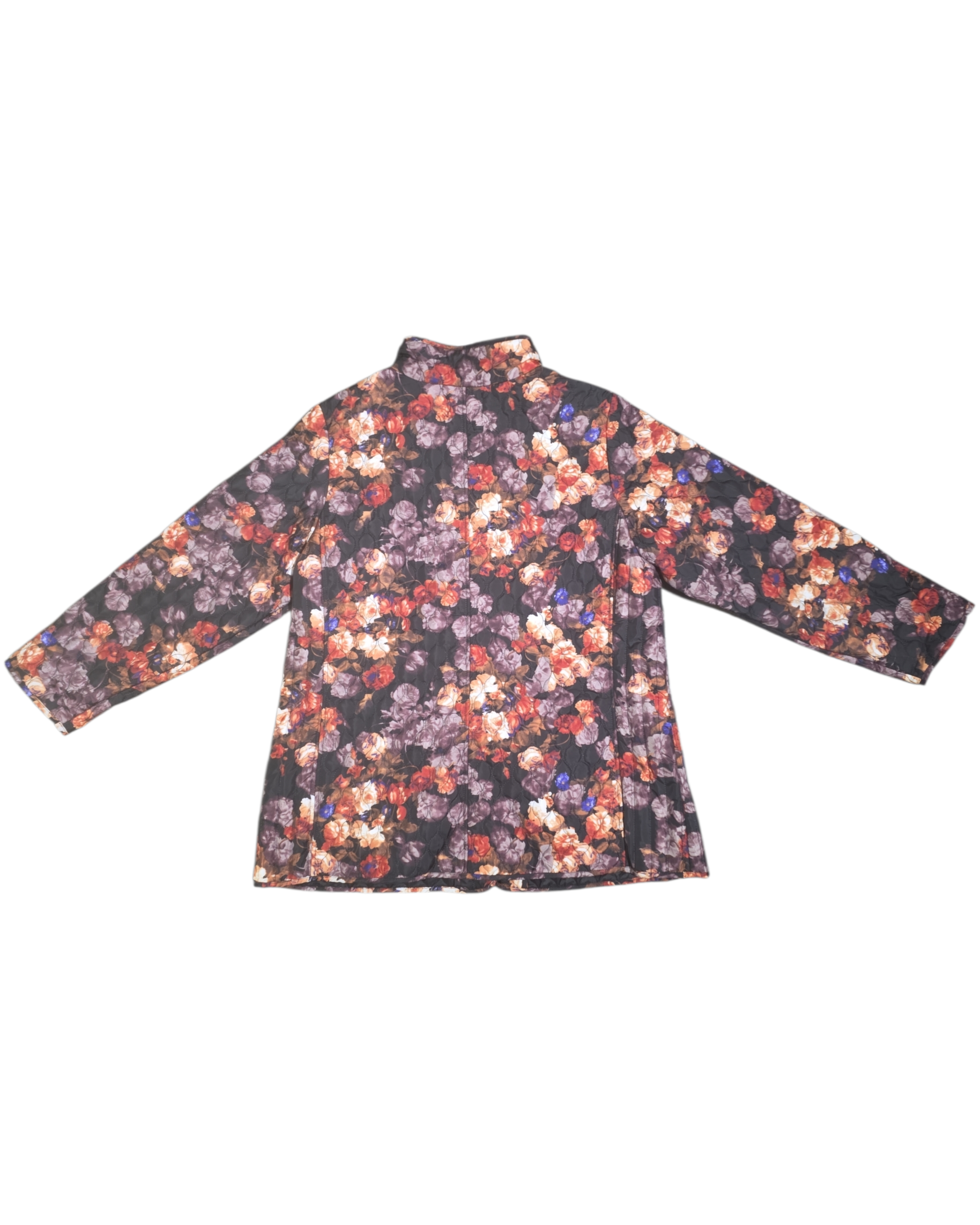 Black purple orange Cynthia rowley Floral quilted jacket, 1x