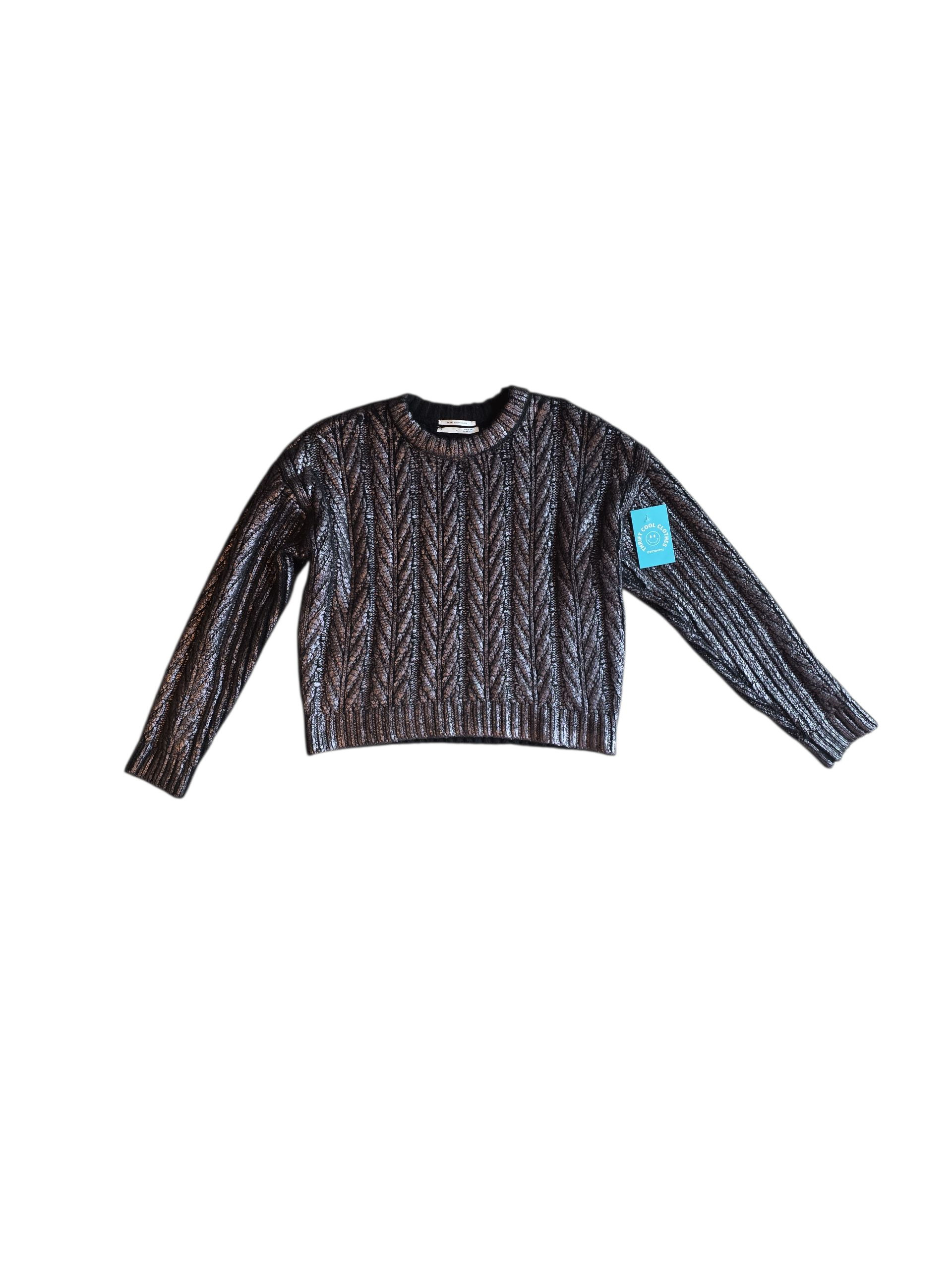 black silver Anthropologie metallic sweater, s