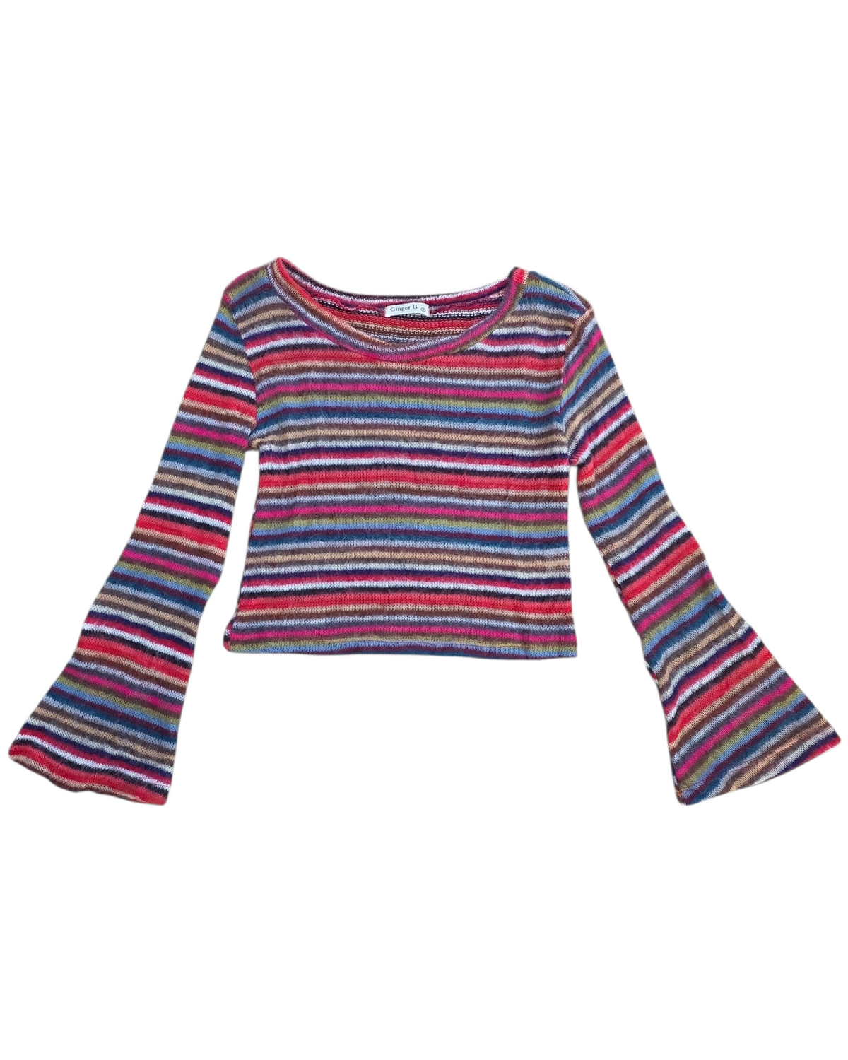 red brown blue ginger g stripe knit thin sweater, s