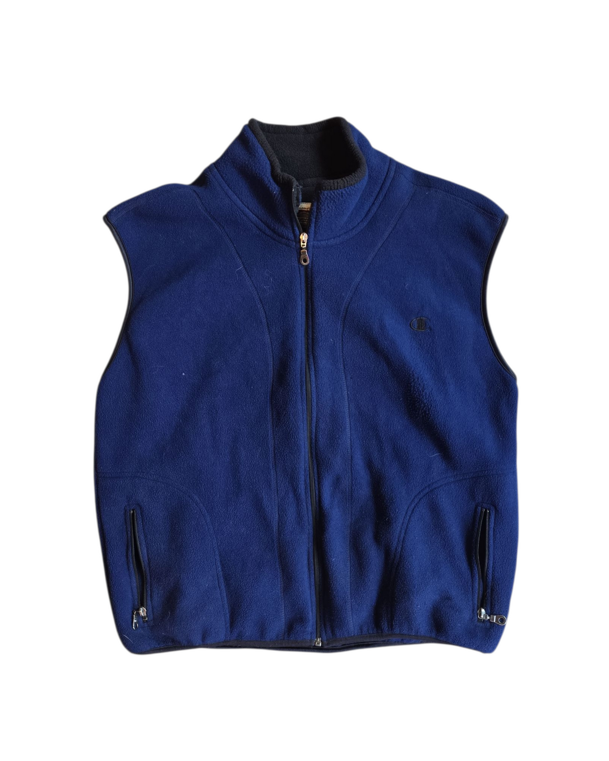blue champion fleece vest, L