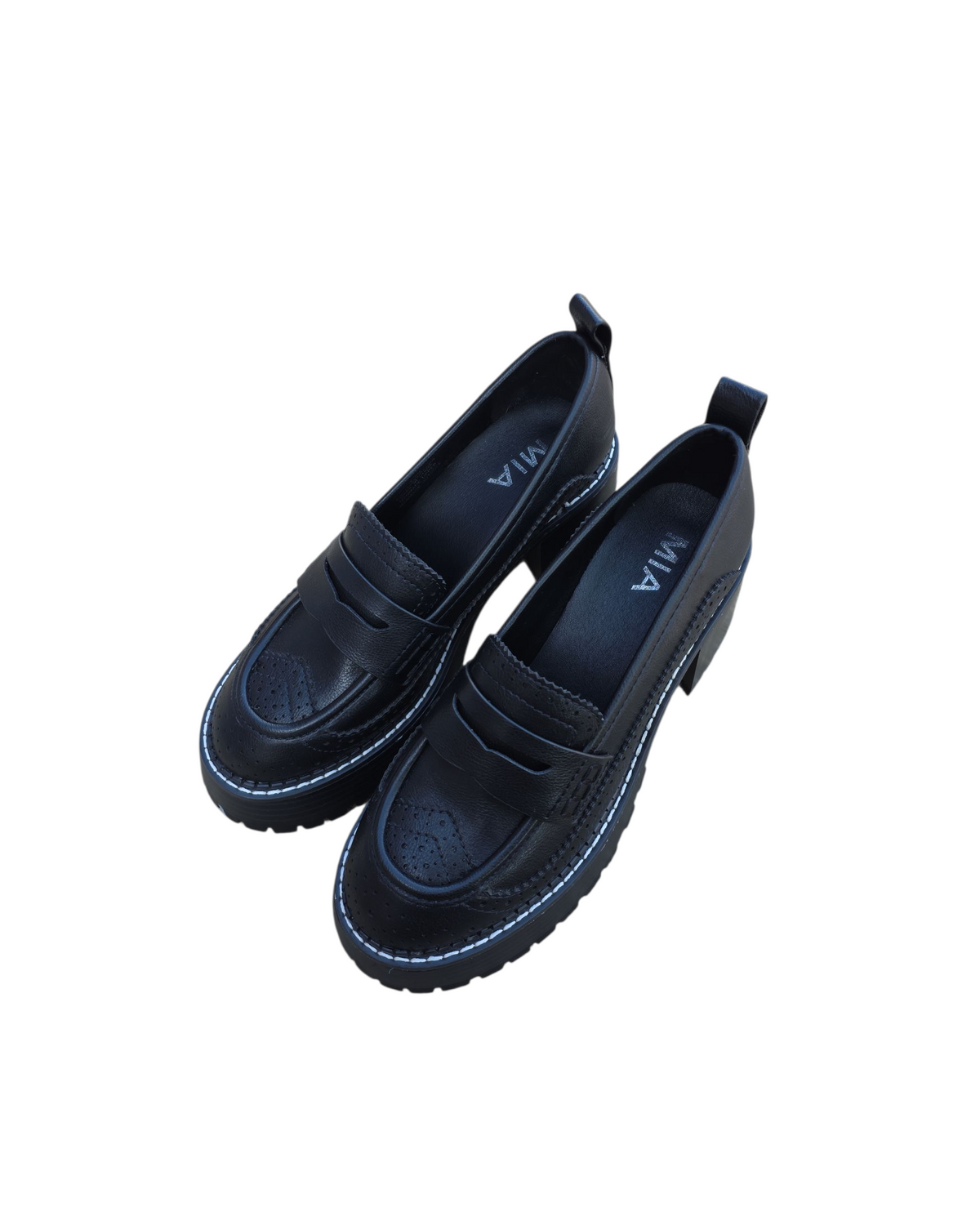 black mia heeled loafers, 6.5