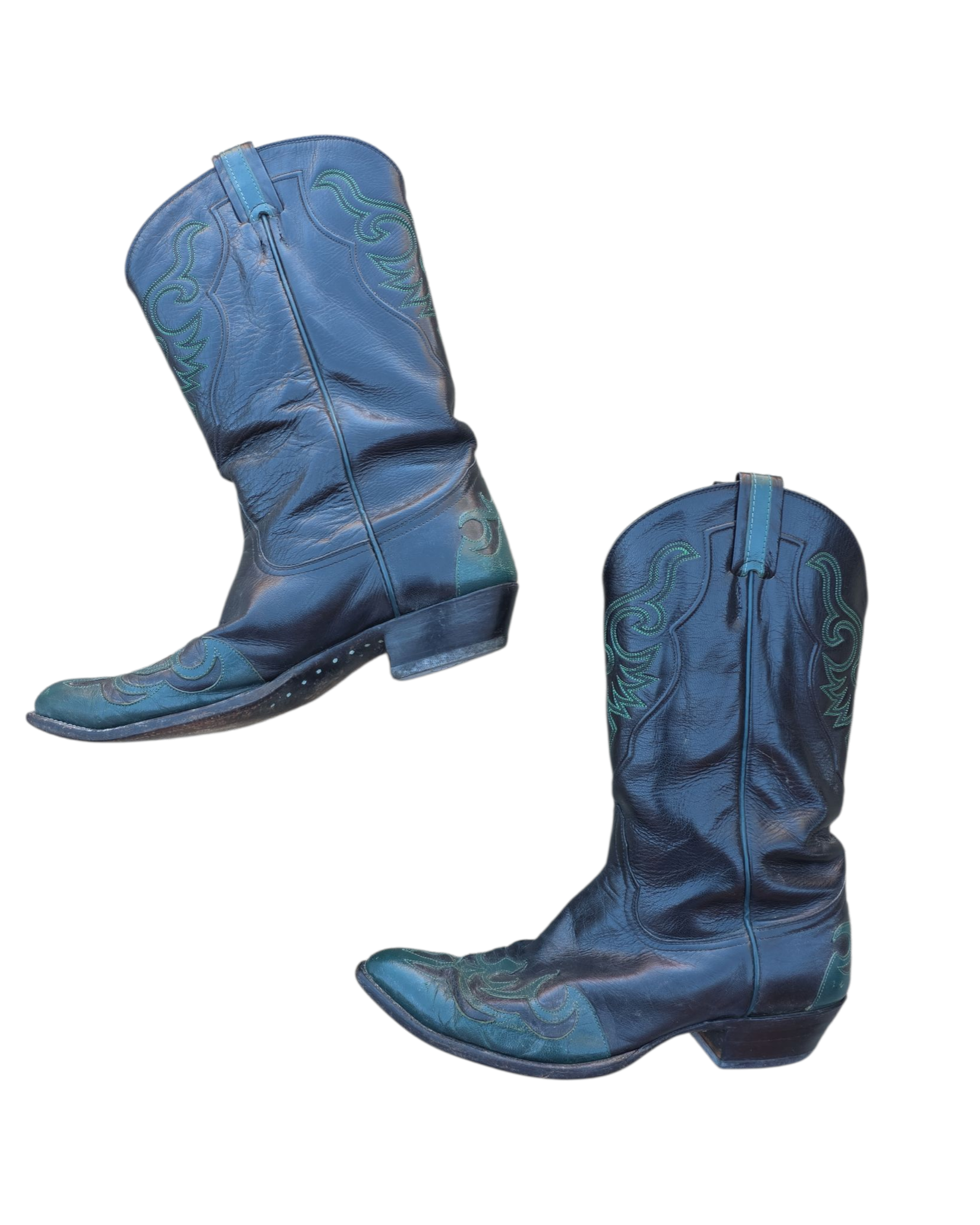 green black Larry Mahan cowboy boots, 11 mens