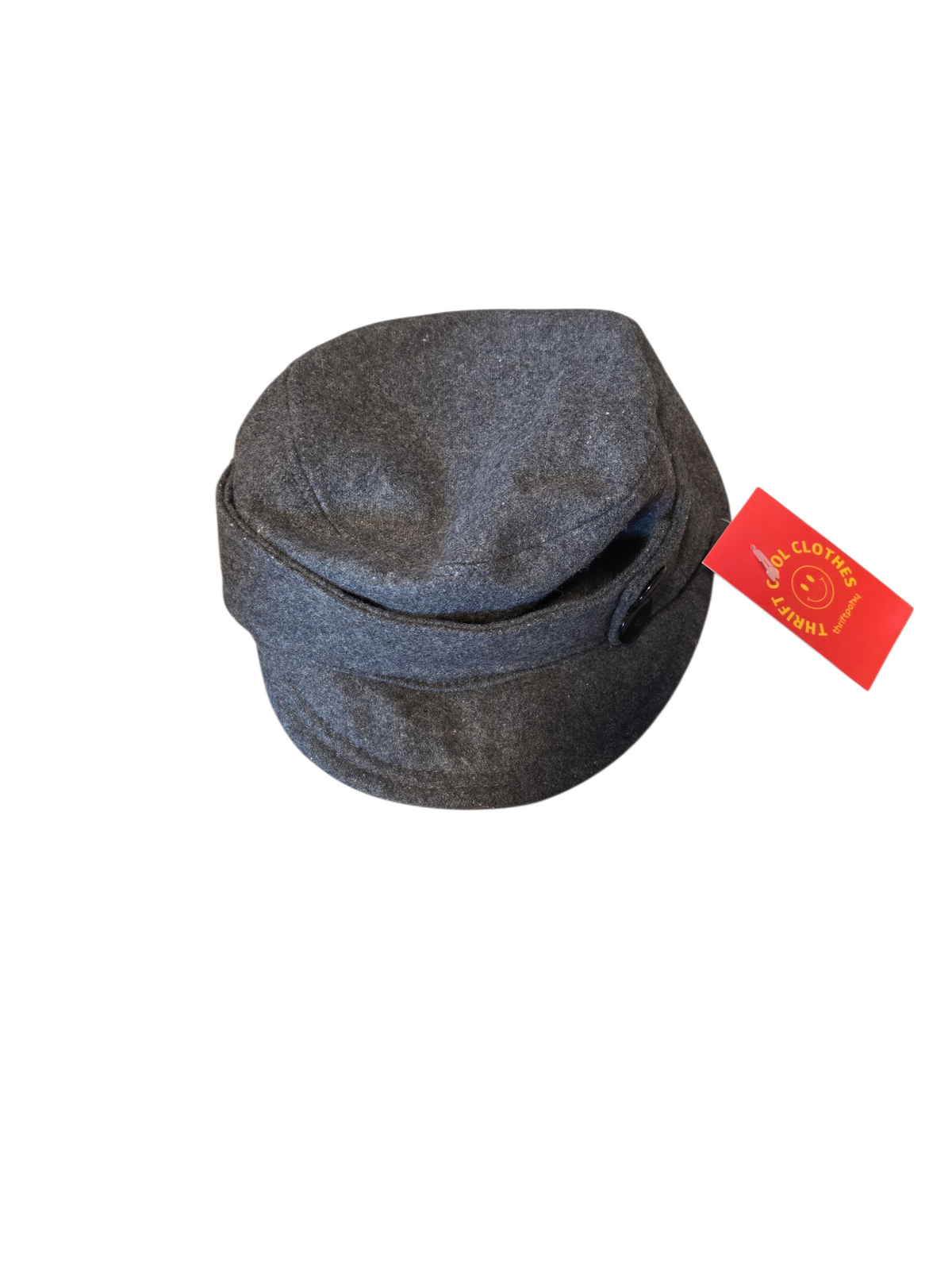 gray wool hat w buttons