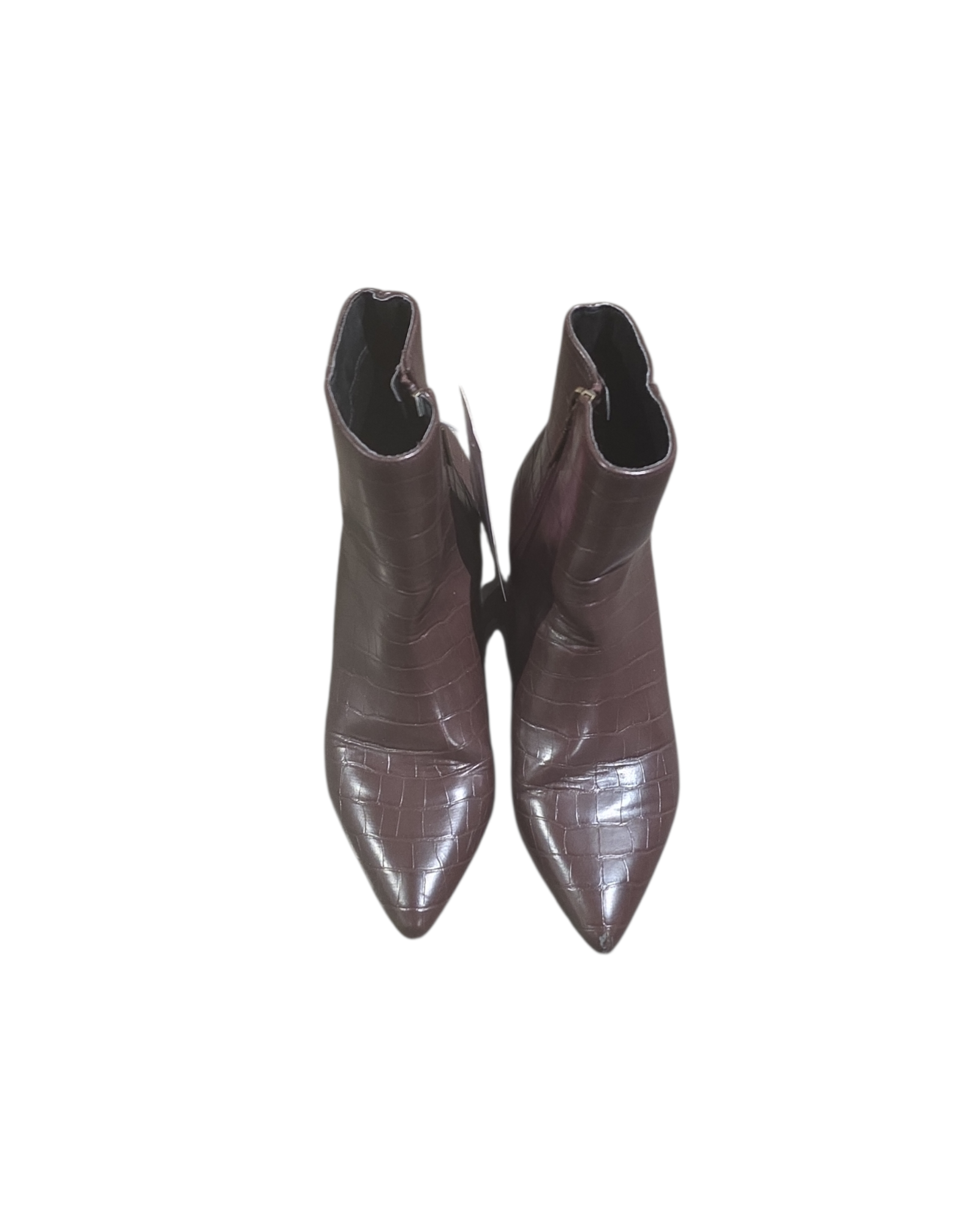 brown primark pointed toed croc booties, 6