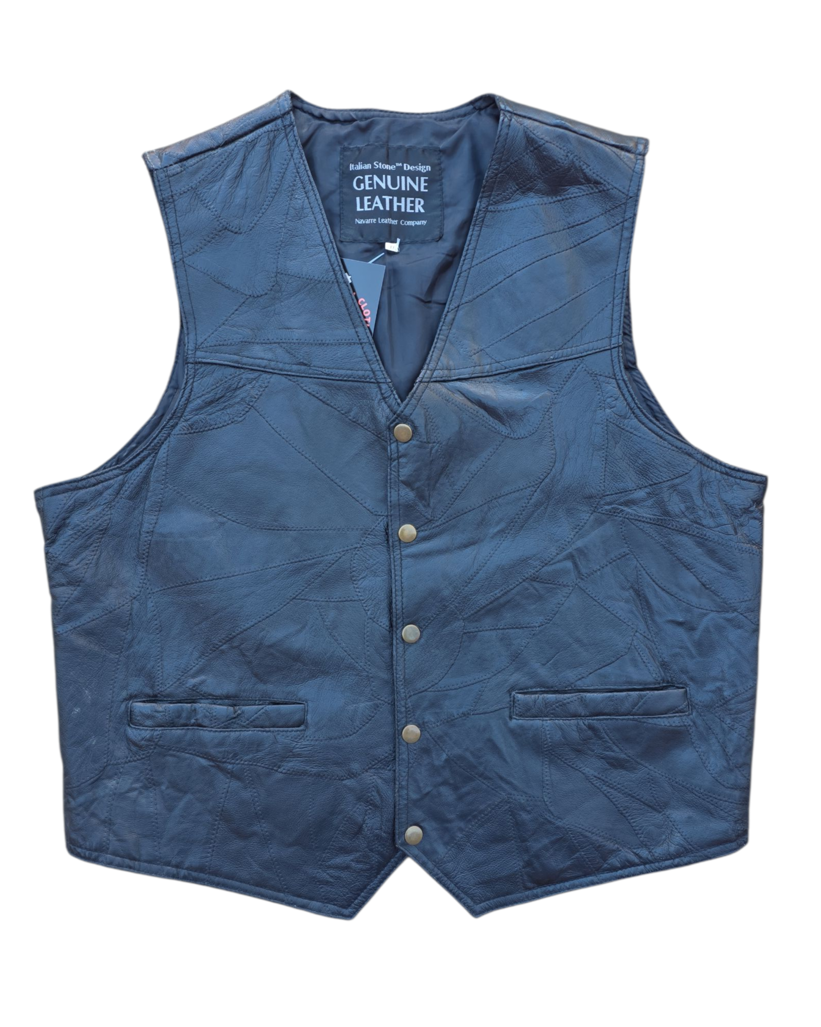 black navarre leather co leather vest, xxl