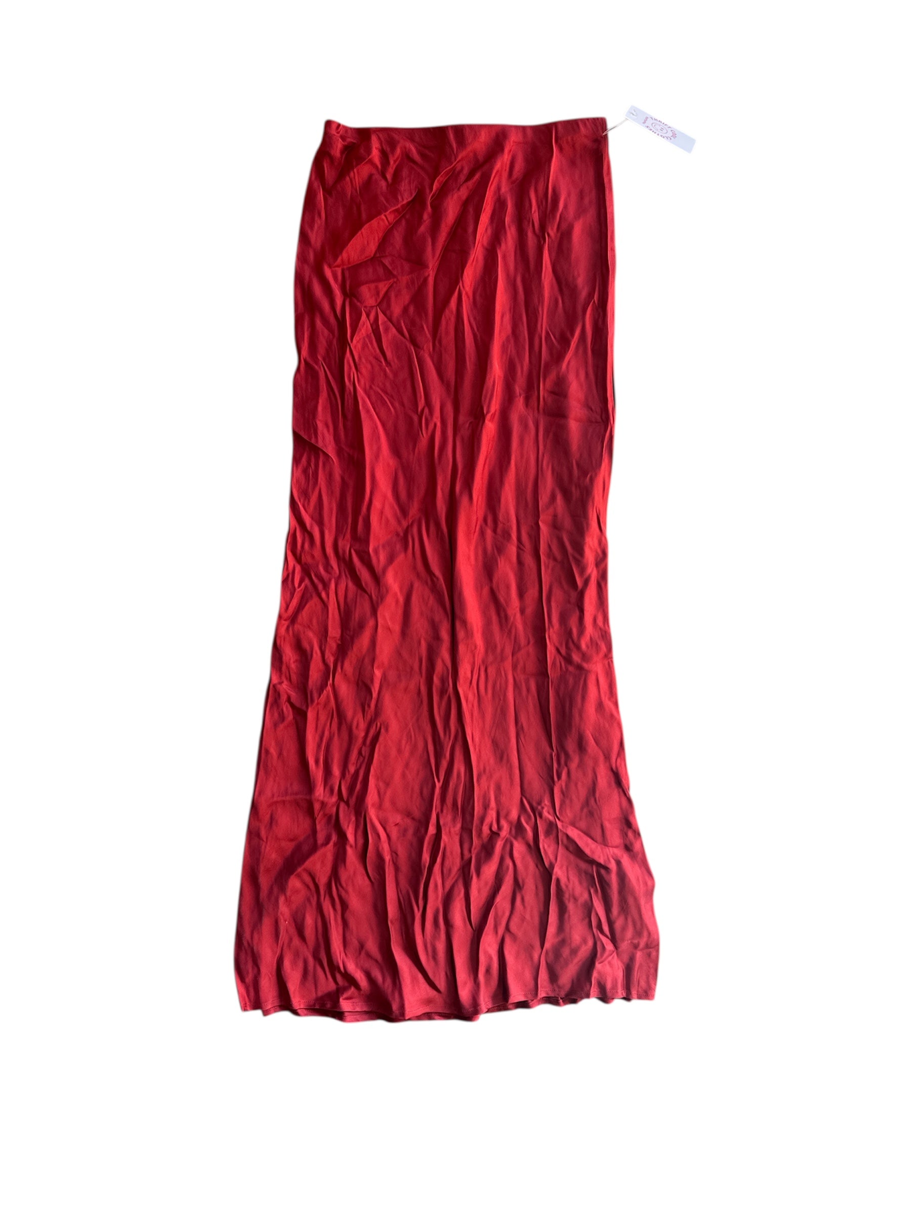 red rumored satin long skirt, s