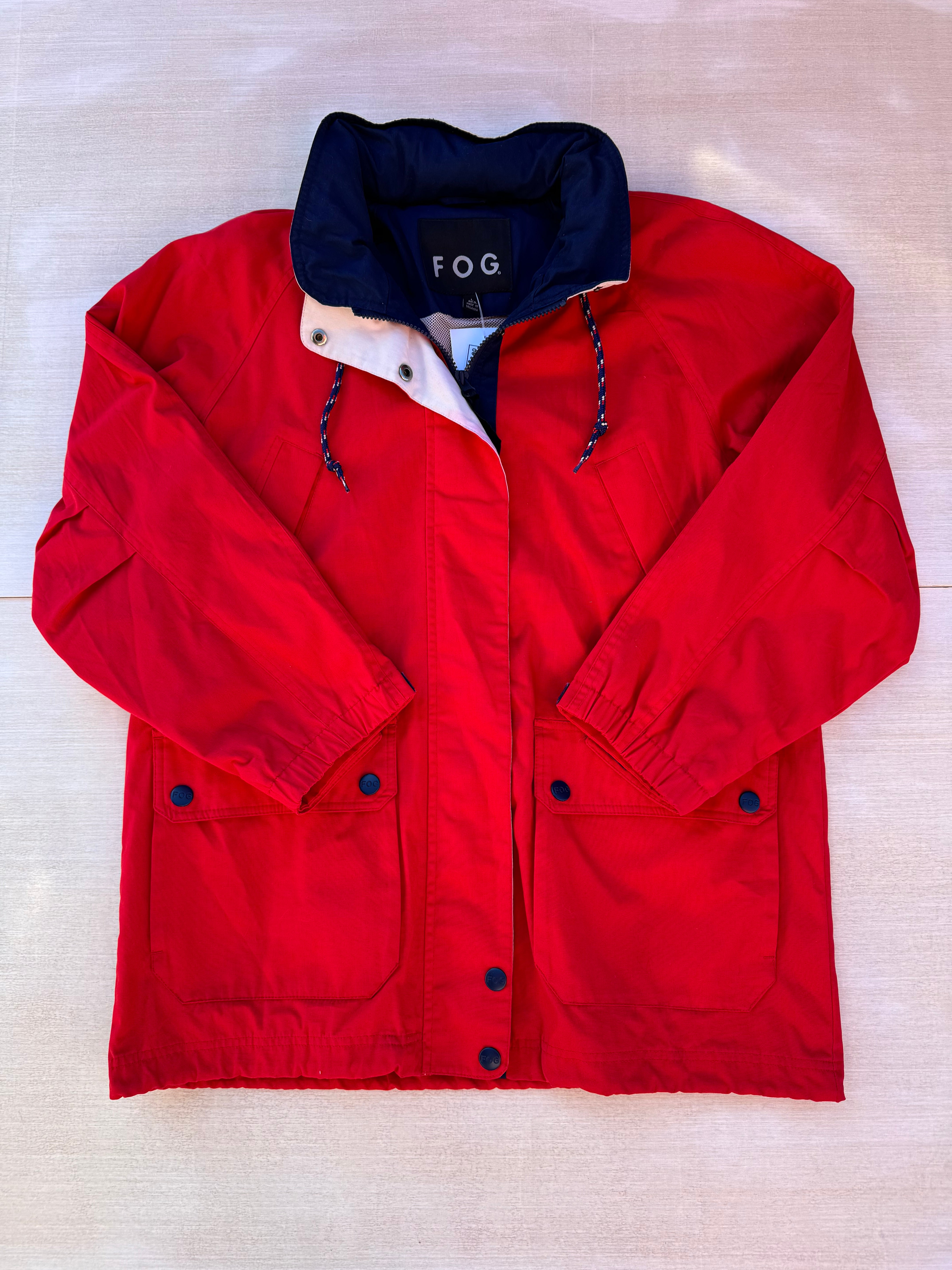 fog red navy windbreaker, L