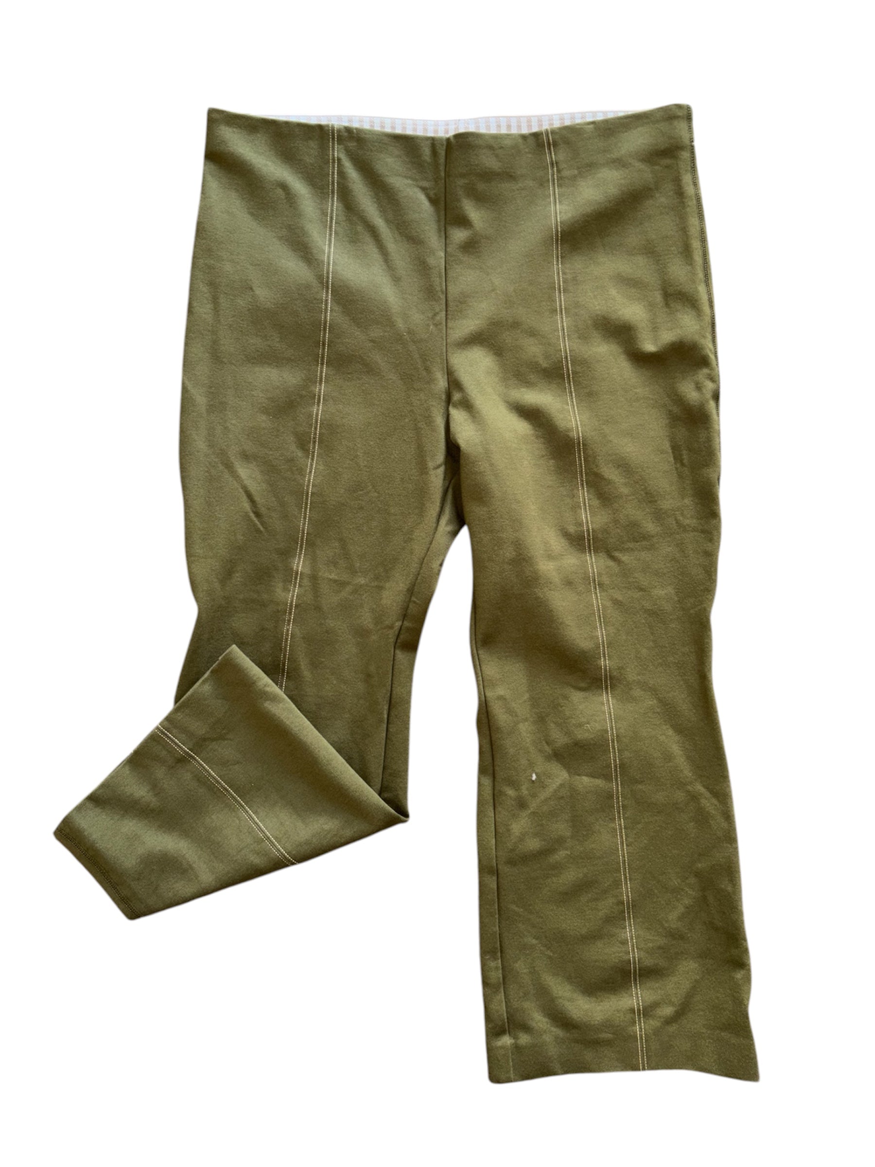green anthropologie crop flare pant, xl