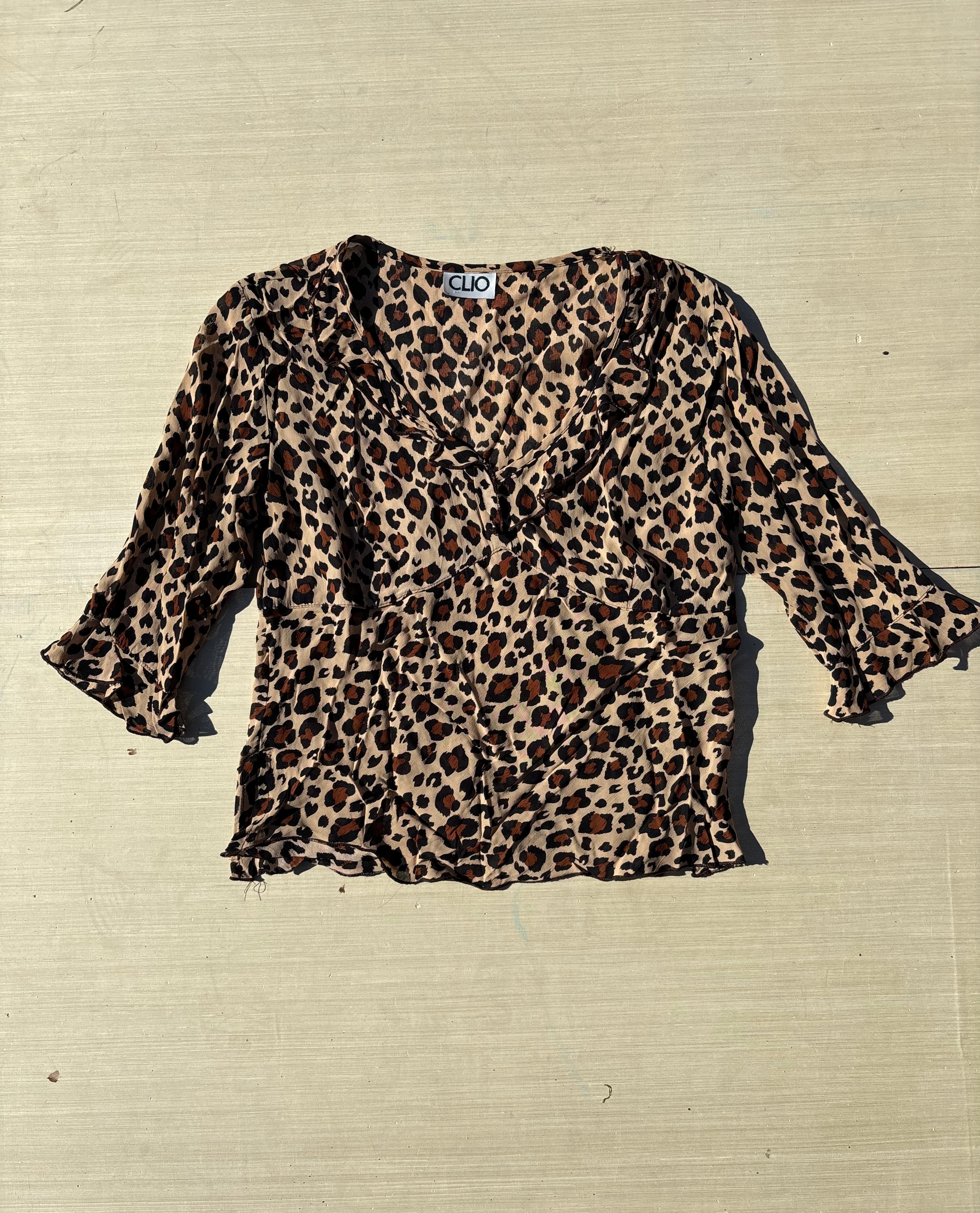 brown clio cheetah y2k top, m
