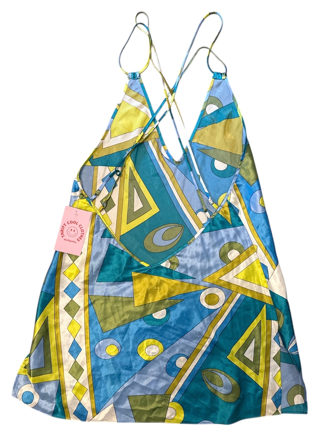 blue green victorias secret geometric silky slip, s
