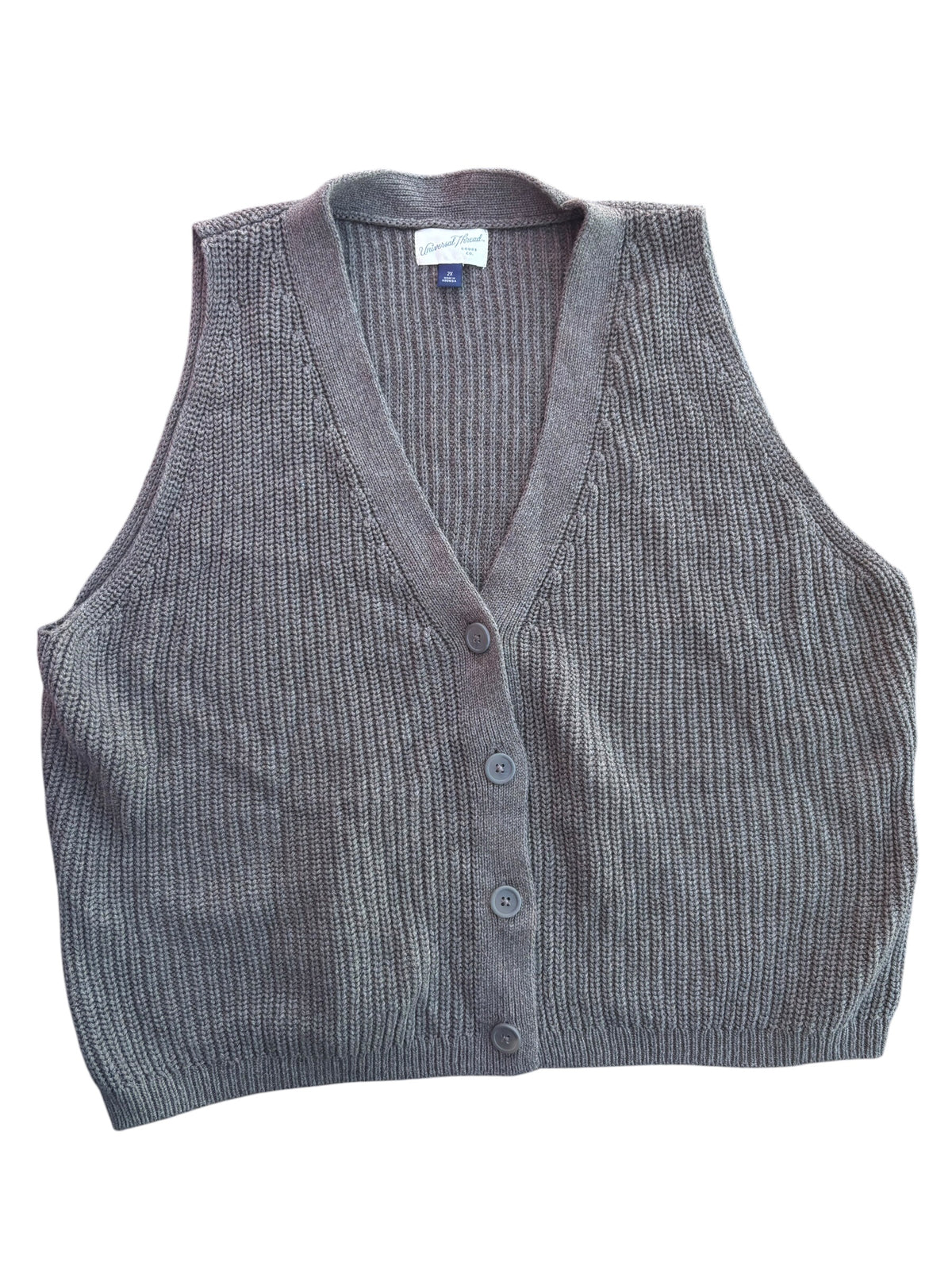 gray universal thread knit button up vest, 2x