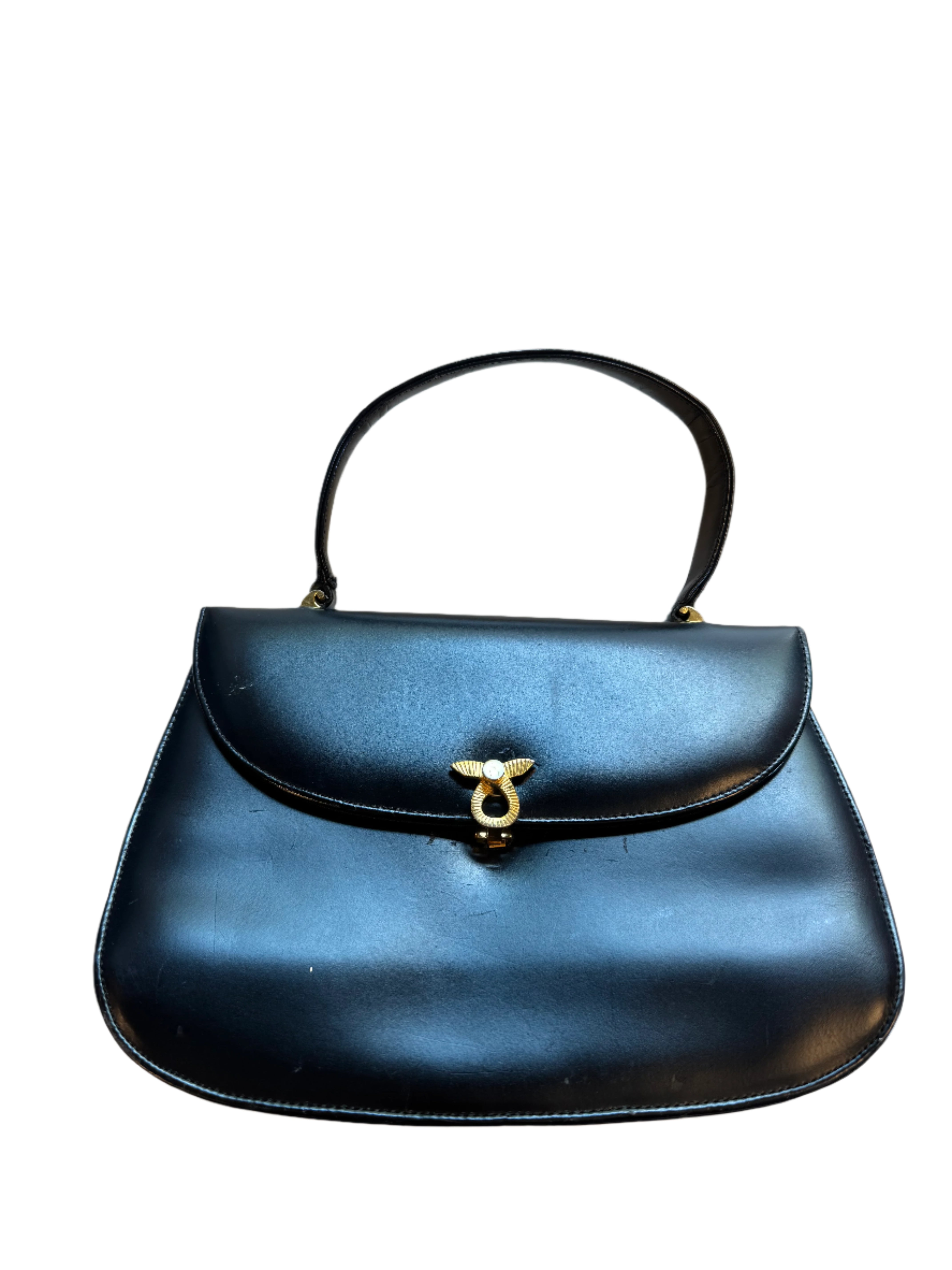 Black  Leather Vtg bag w buckle