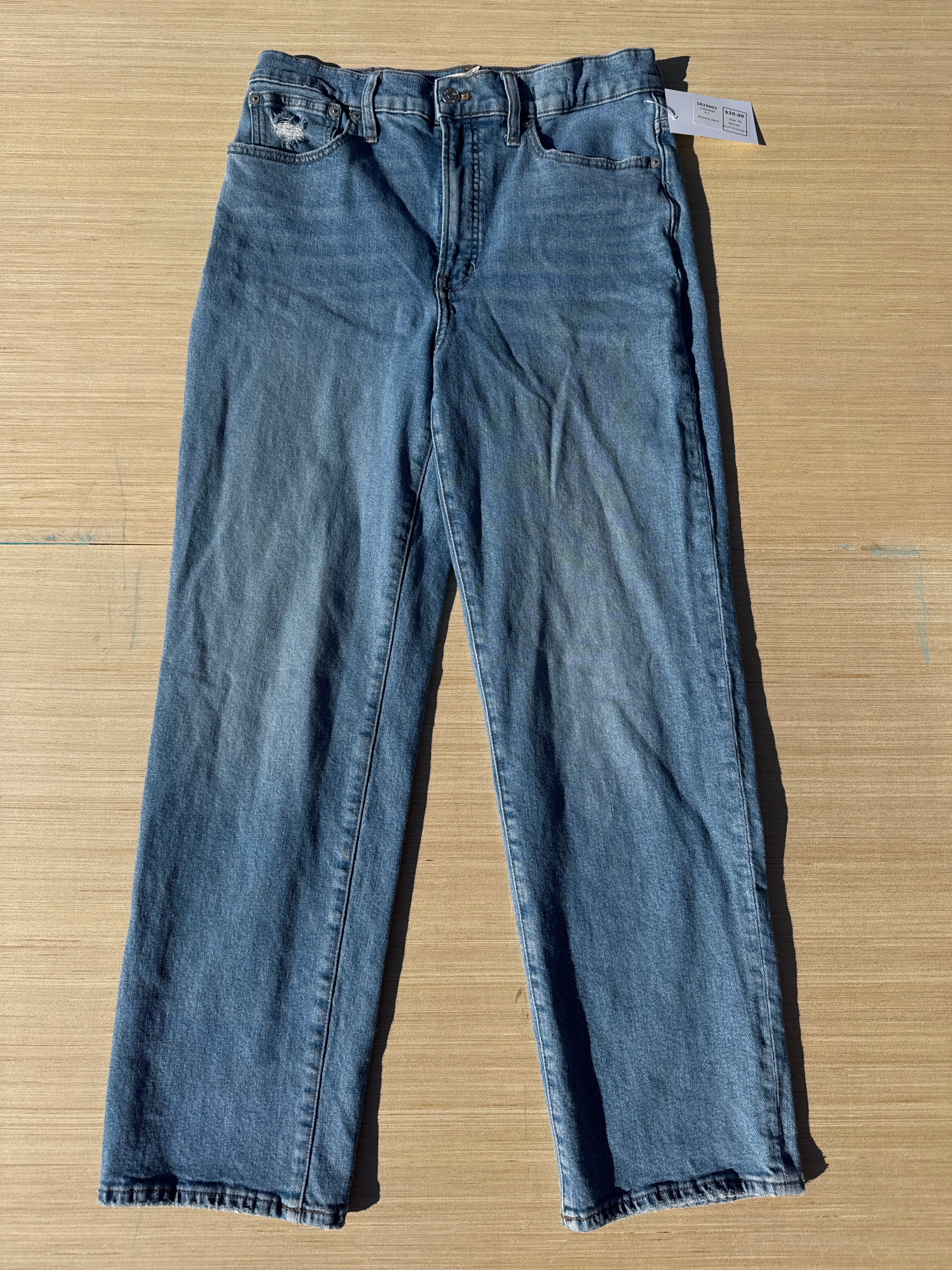 blue madewell the perfect vintage straight jeans, 29