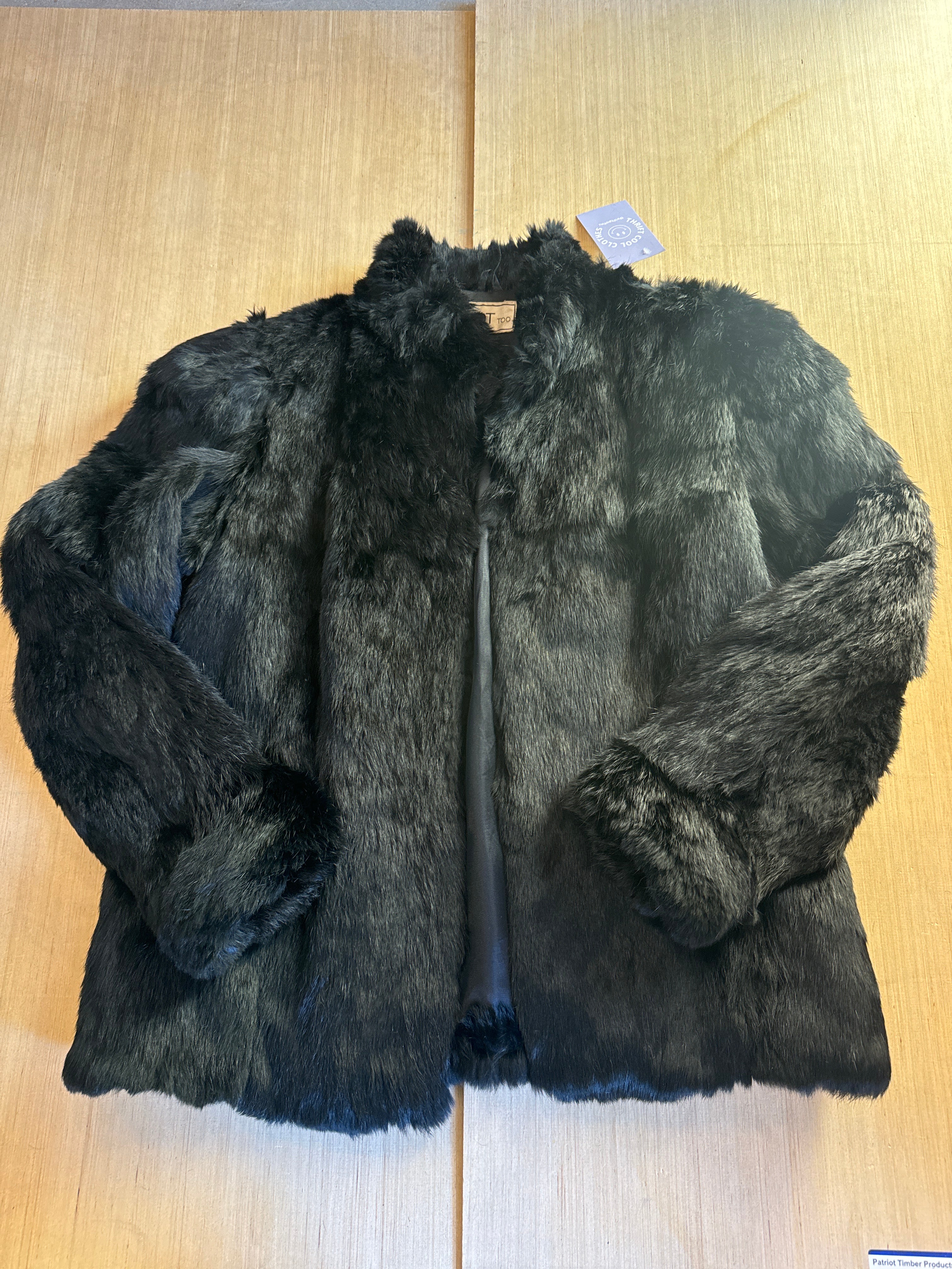 black gdt vintage genuine fur jacket, m