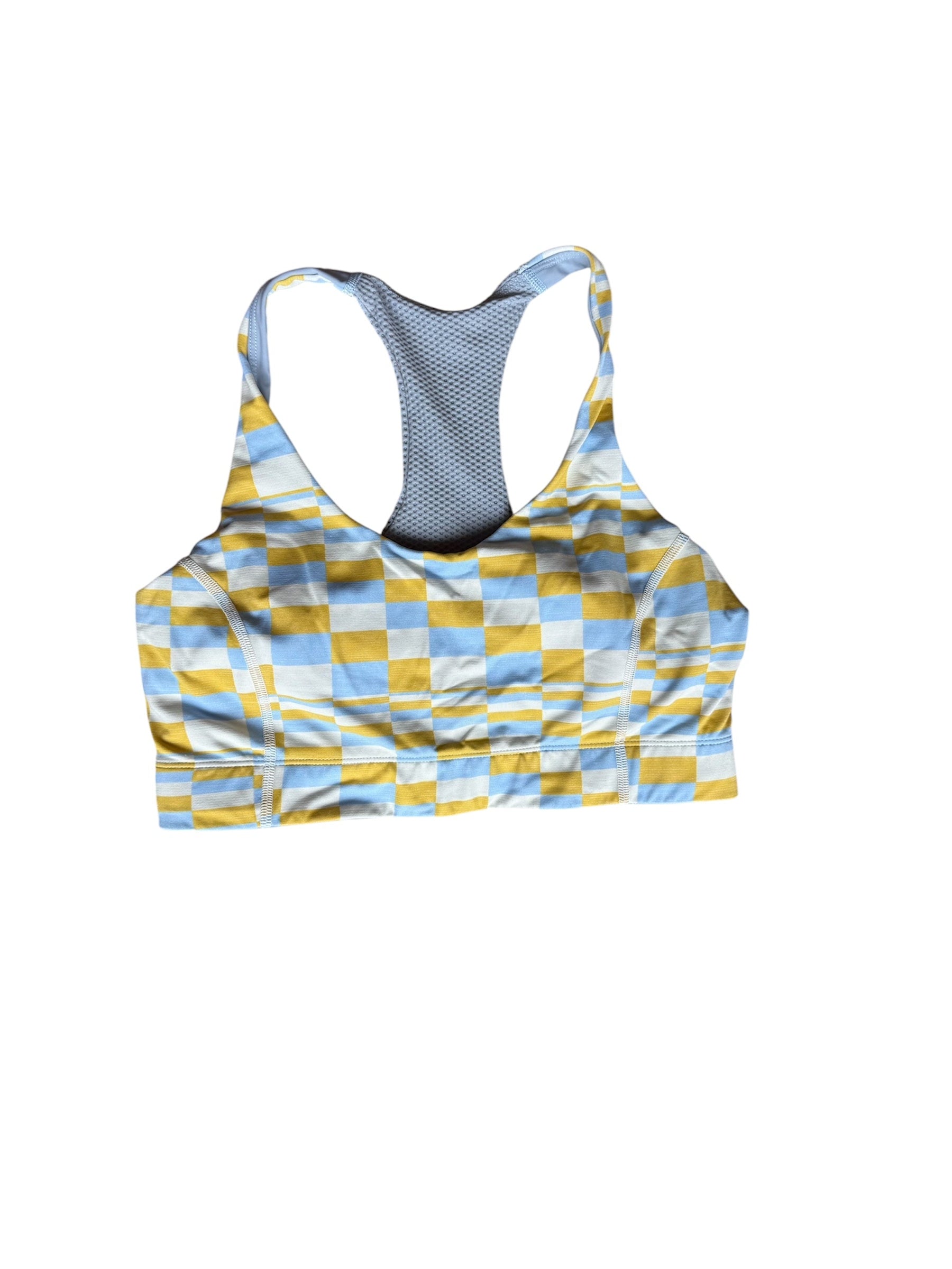 Yellow blue Outdoor voices Rectangle sports bra, M