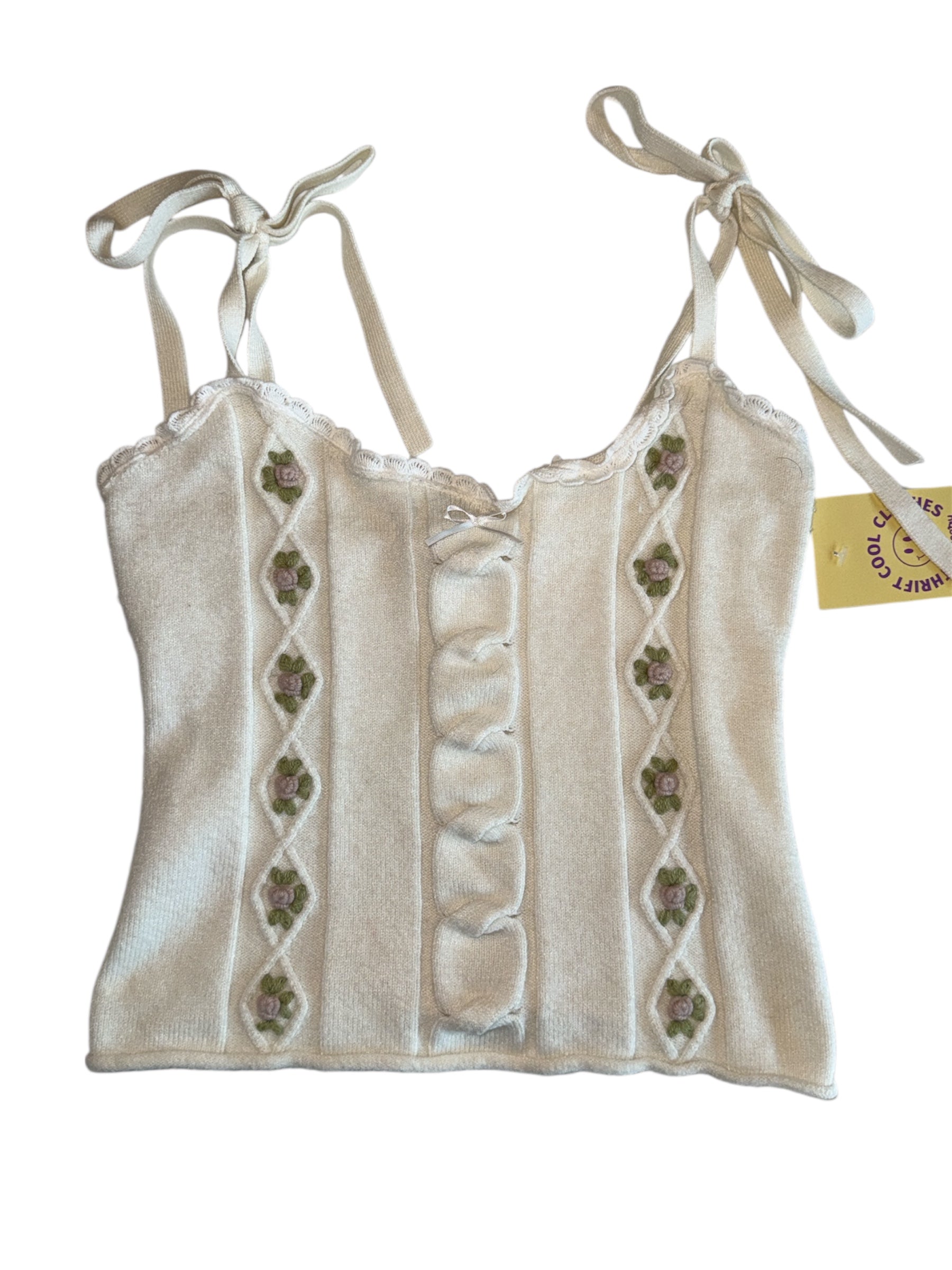 white Kimchi blue Knit floral tie tank, M