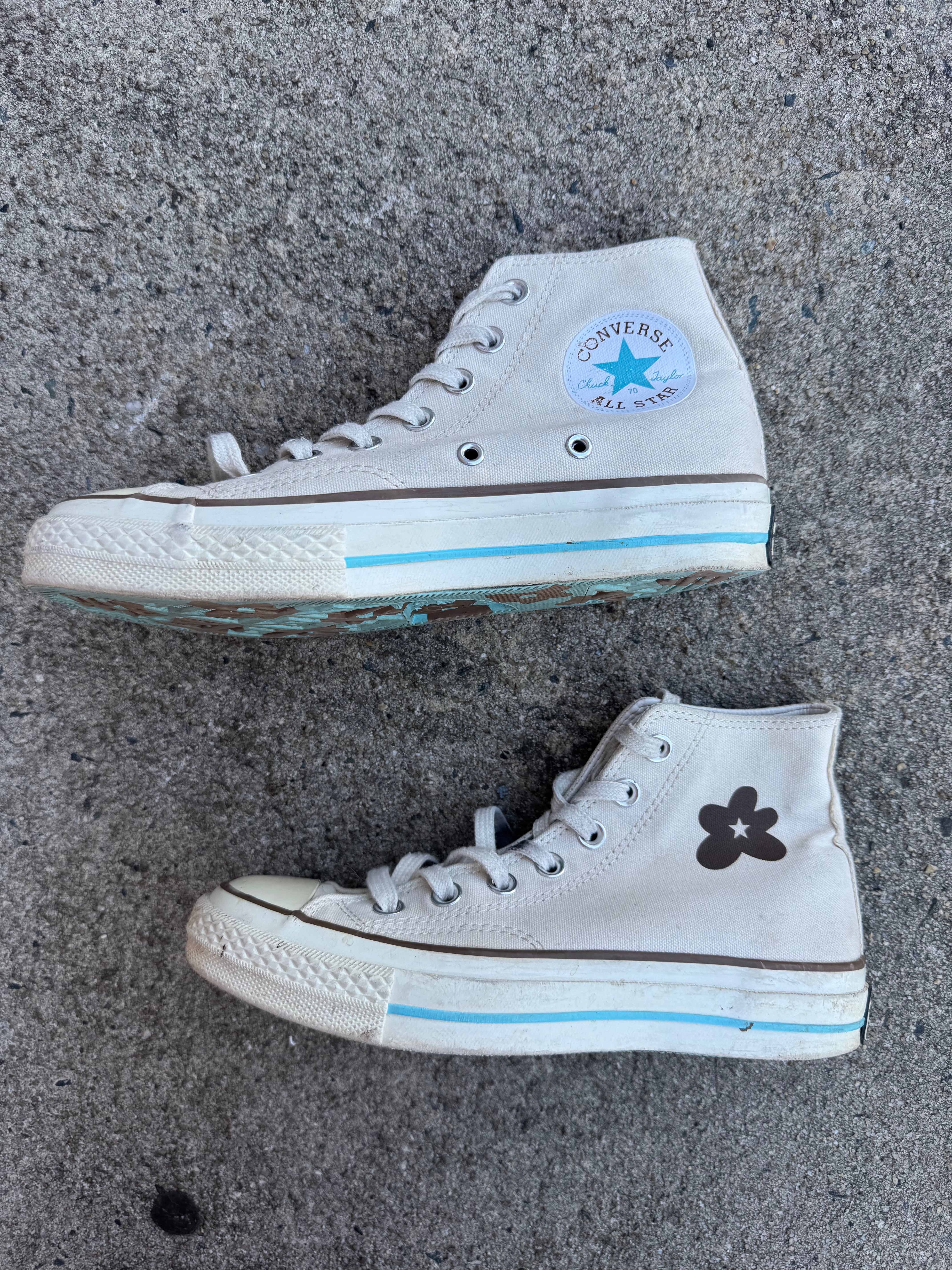 Cream Converse x golf le fleur High tops, 6.5 womens
