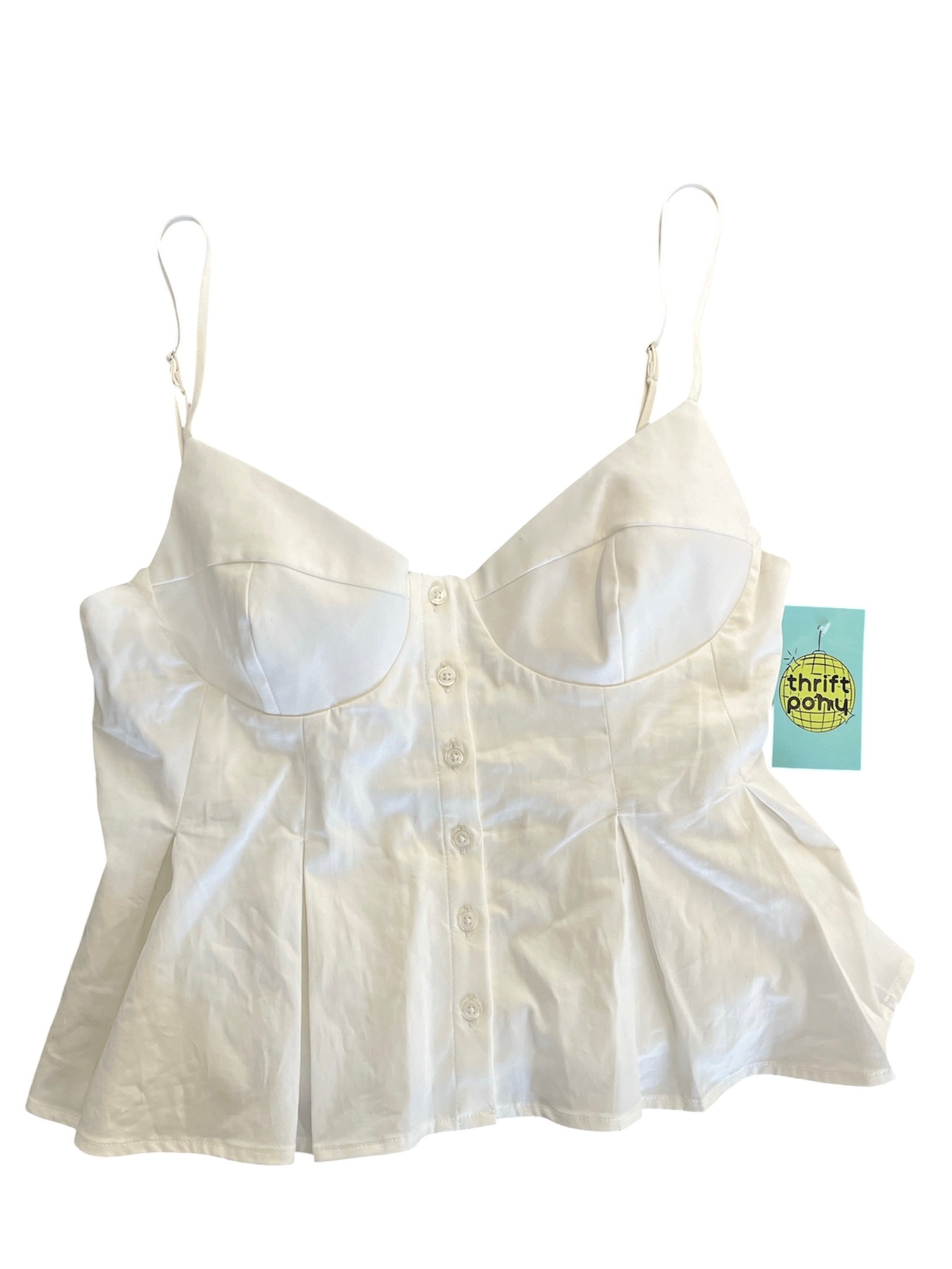 white zara babydoll peplum cami, m
