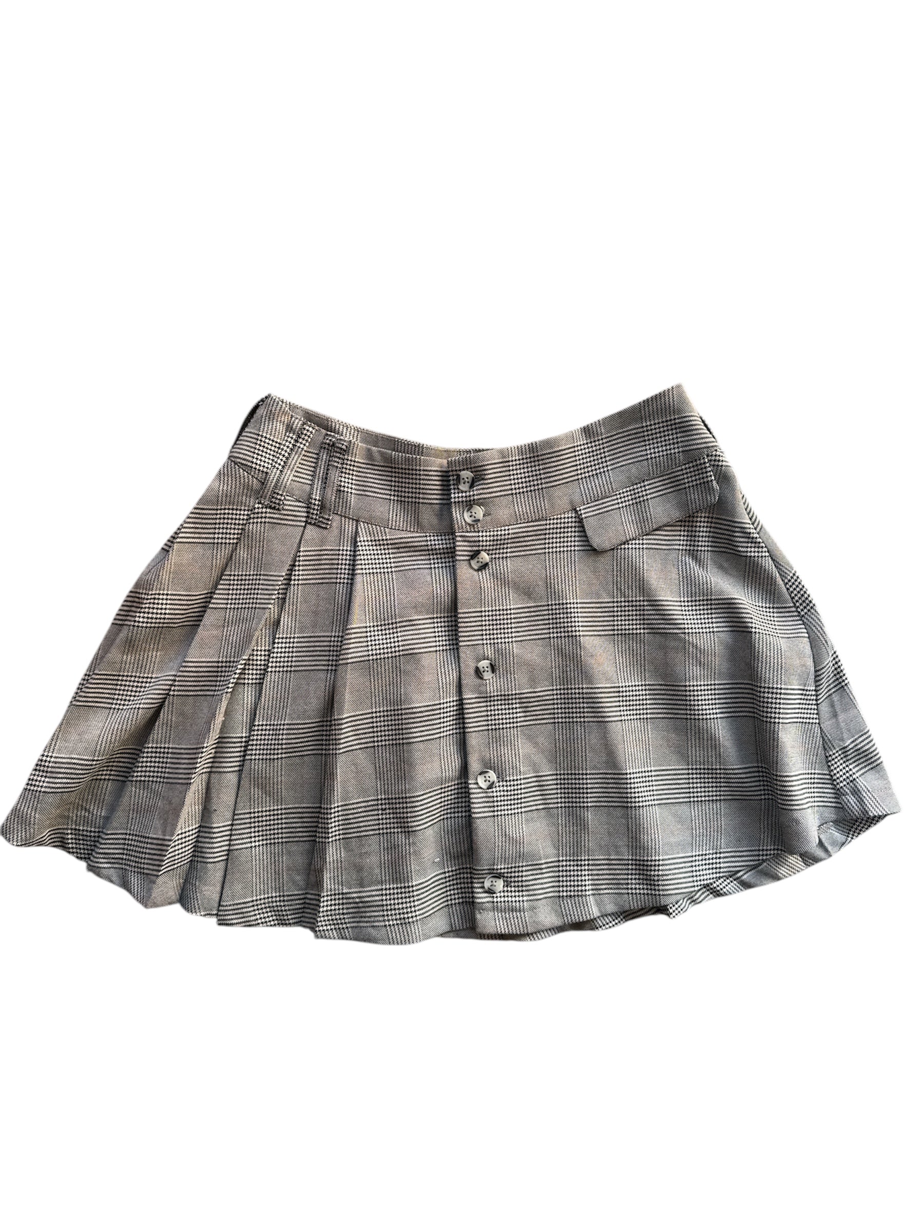 brown black cisono plaid houndstooth mini skirt, XL