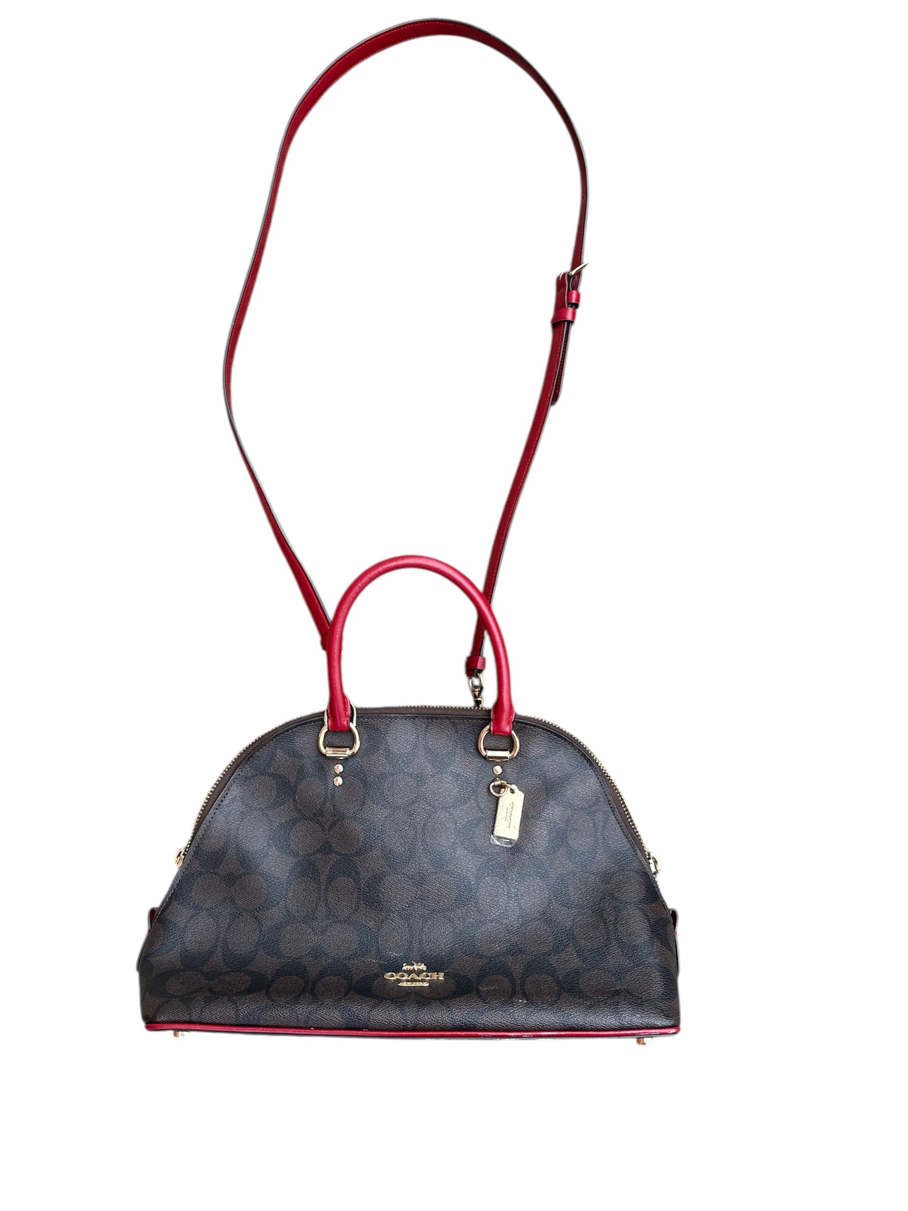 brown red coach katy satchel f2111 2558
