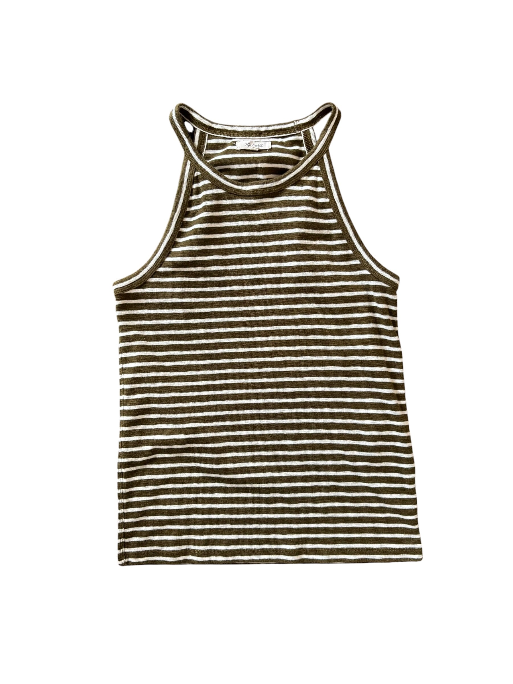 green madewell stripe high neck tank, m