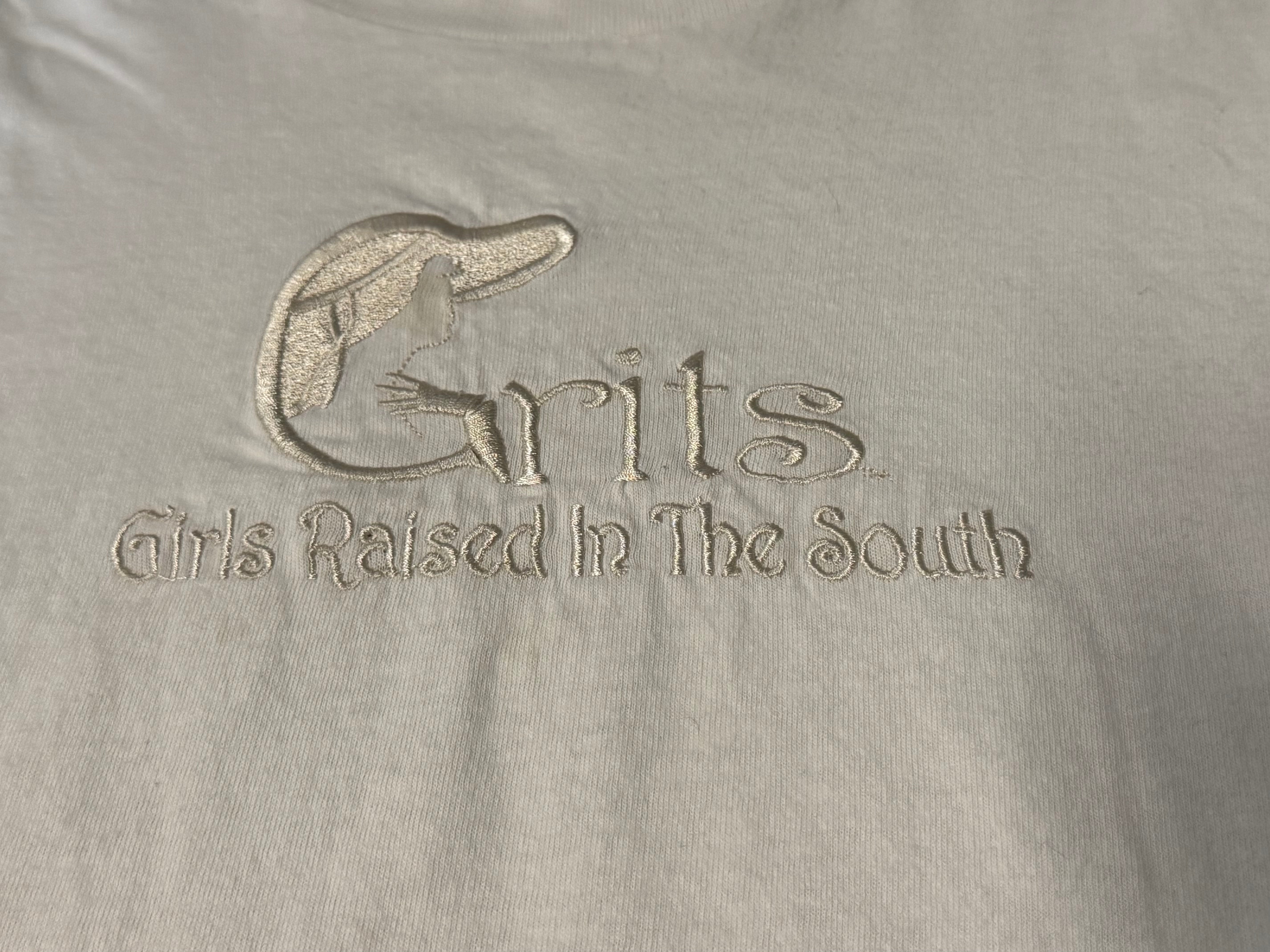 white softee GRITS embroidered tee, M