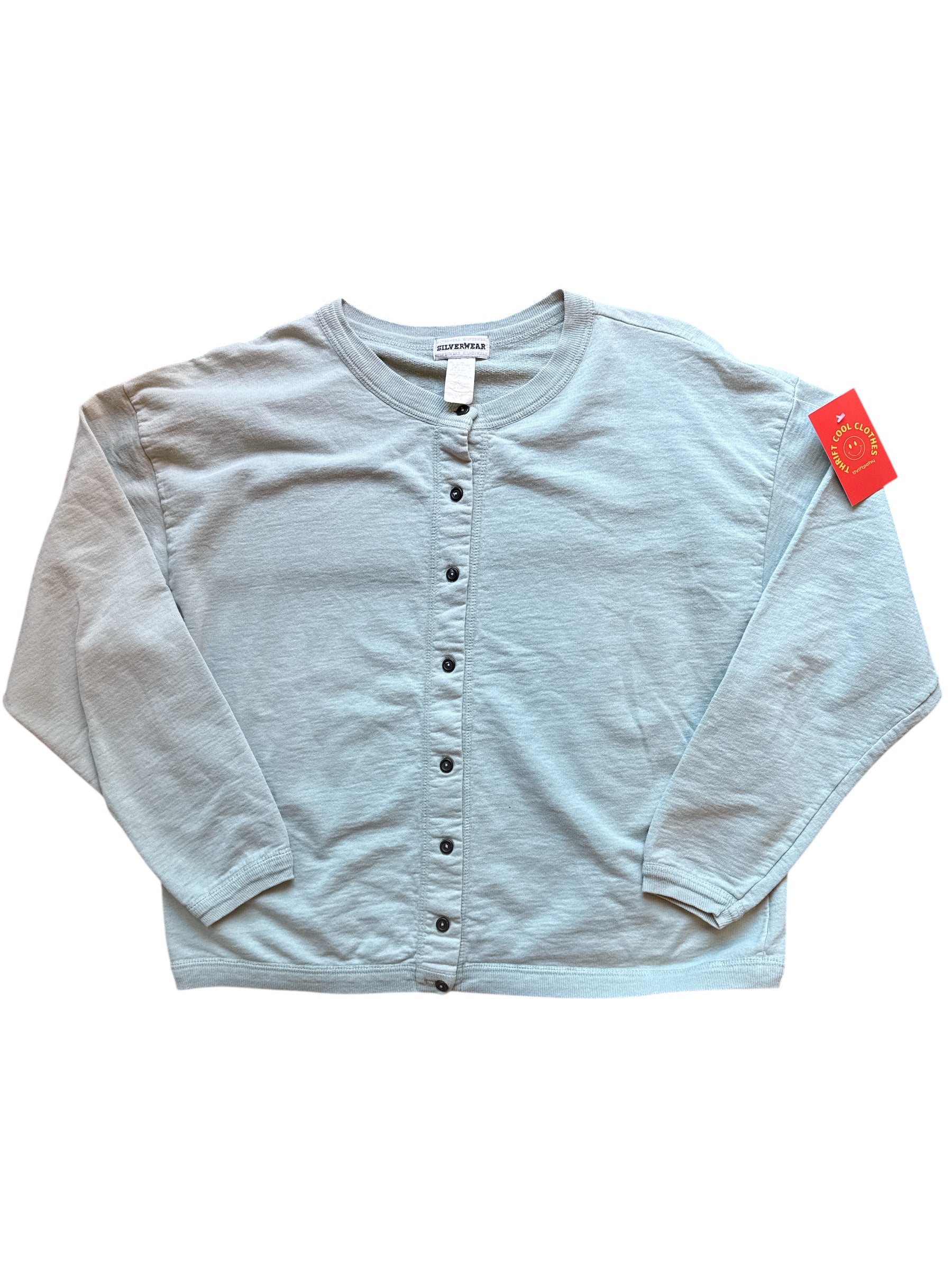 pale green silverwear vtg button up sweatshirt, L