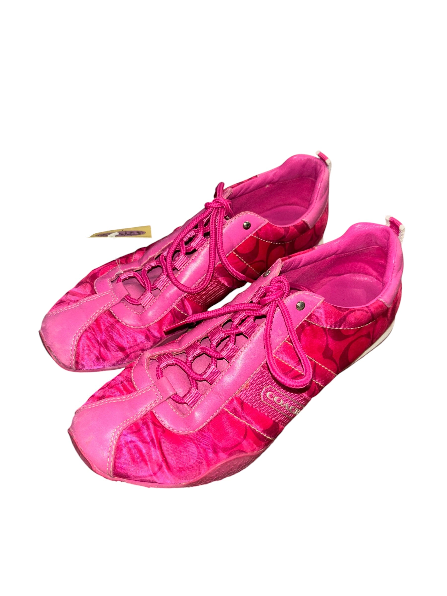 pink coach branded sneakers, 7.5