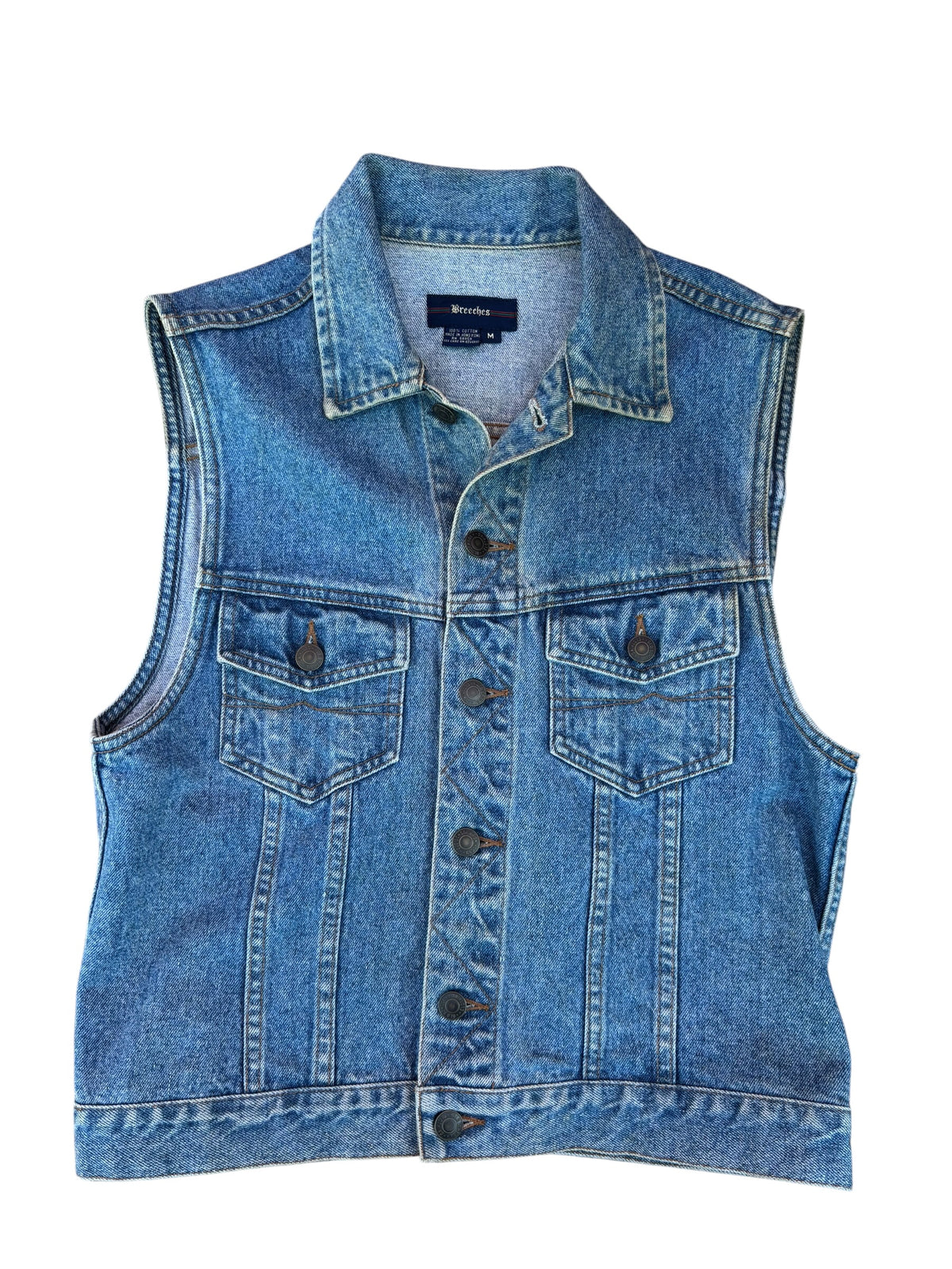 blue breeches denim vest, m