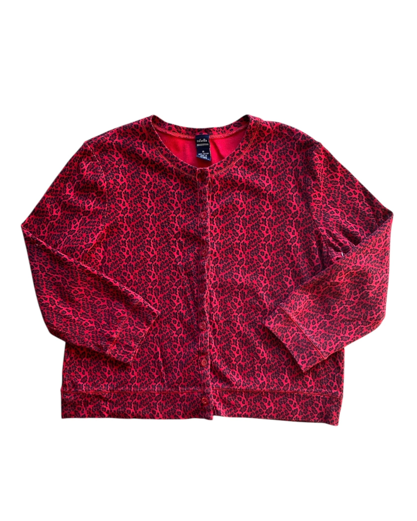 Red Rafaella Animal print cardigan, XL