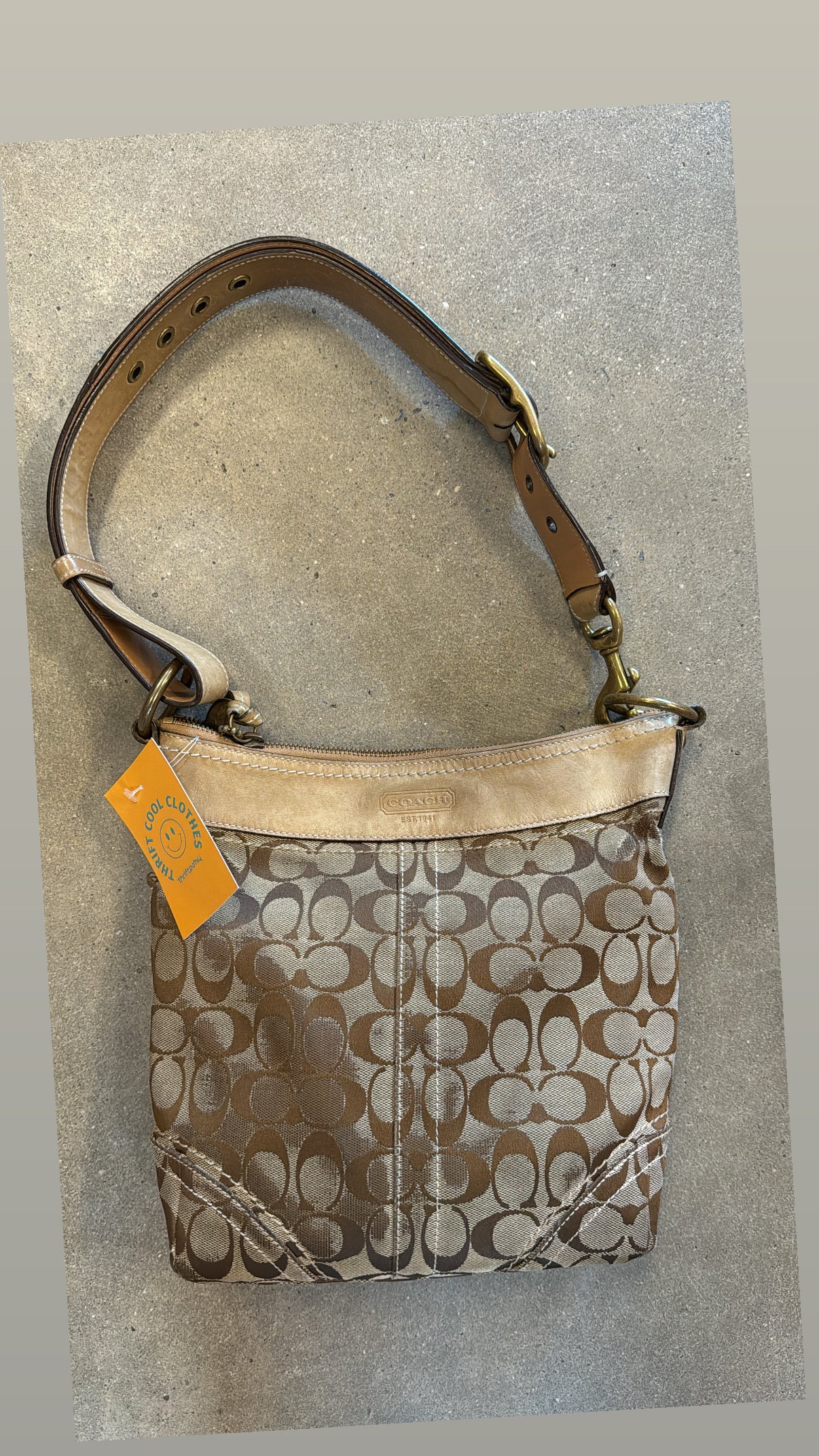 brown coach branded crossbody