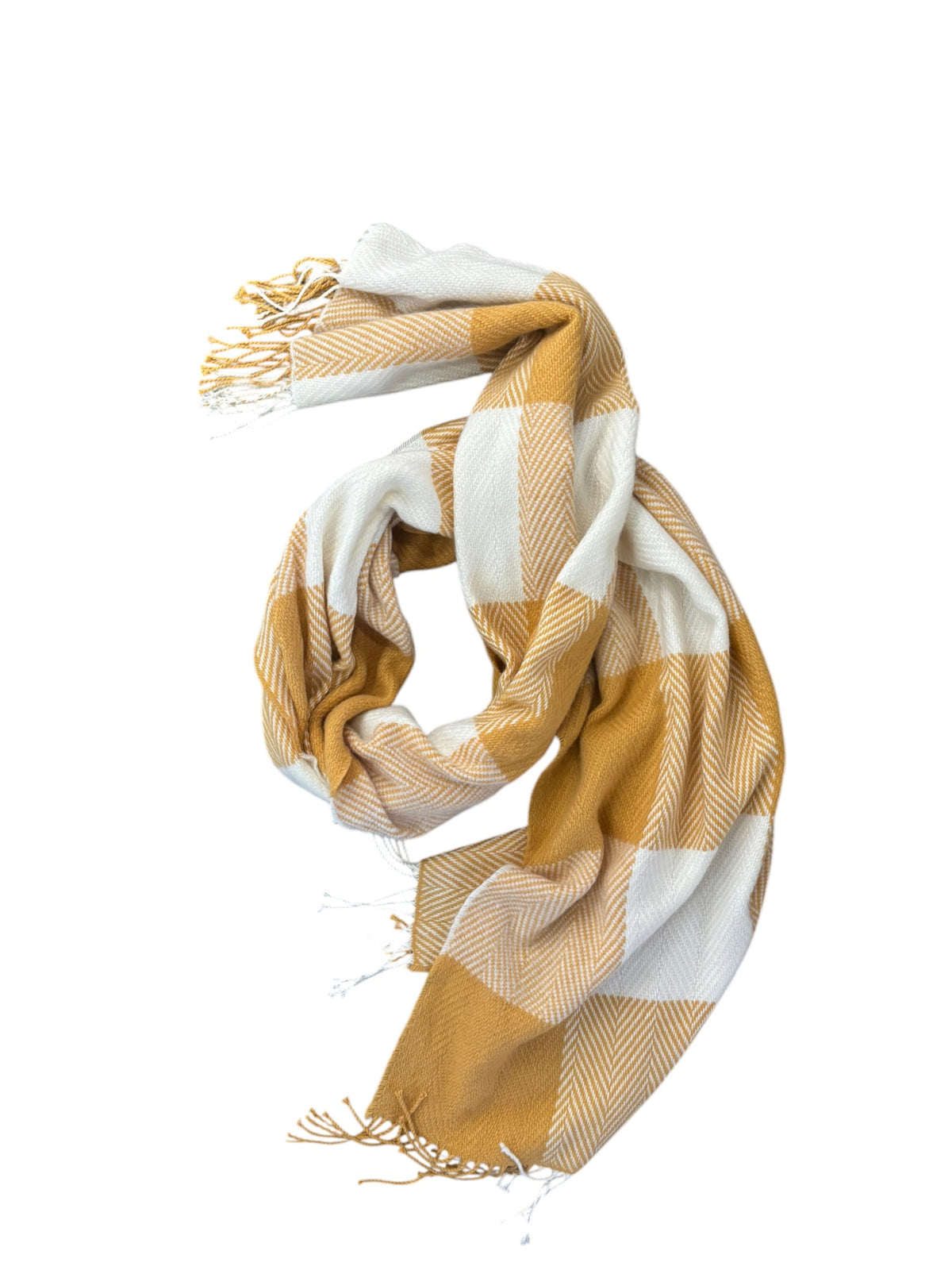 Yellow cream  plaid scarf