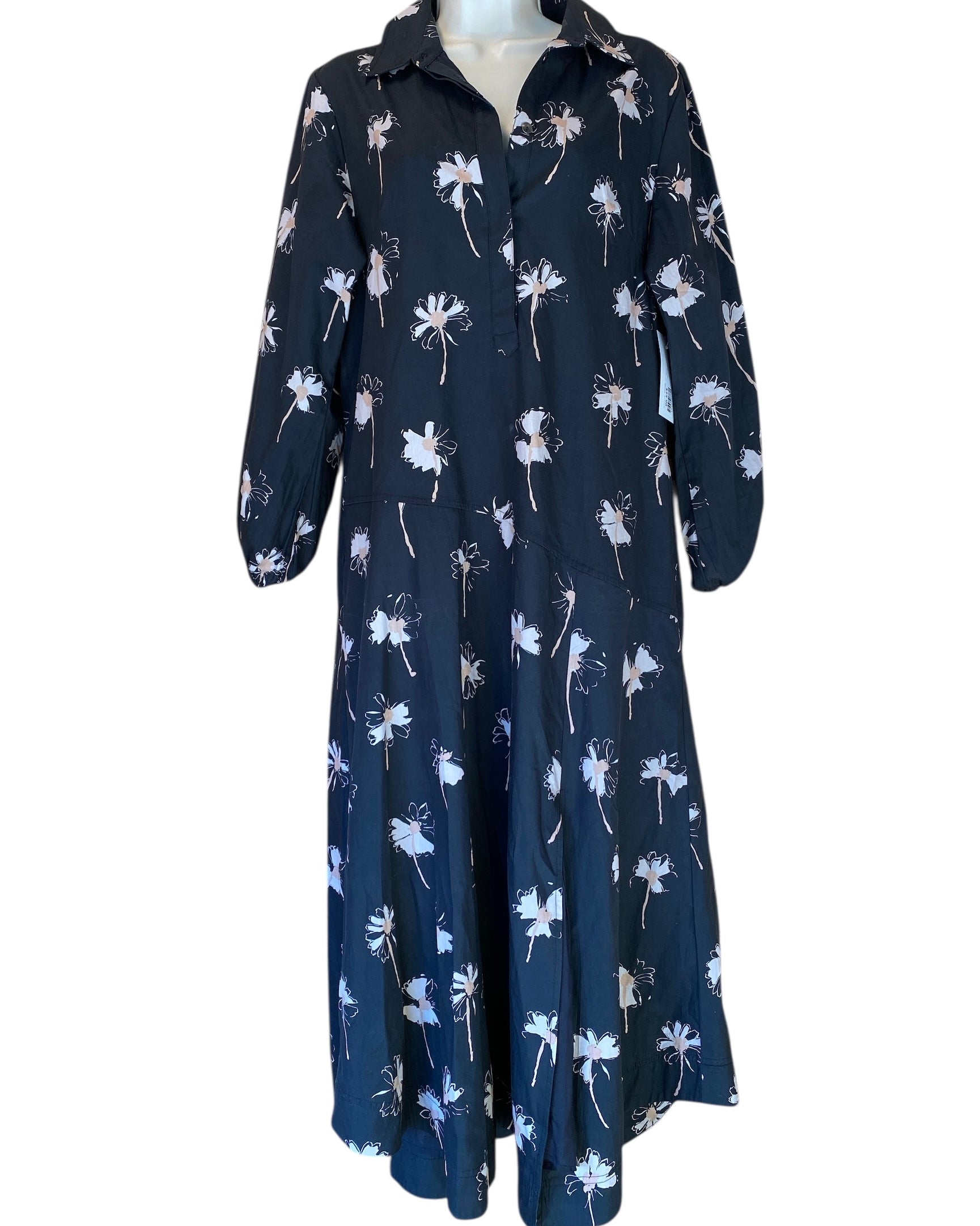 grey peach maeve daisy collar dress, s