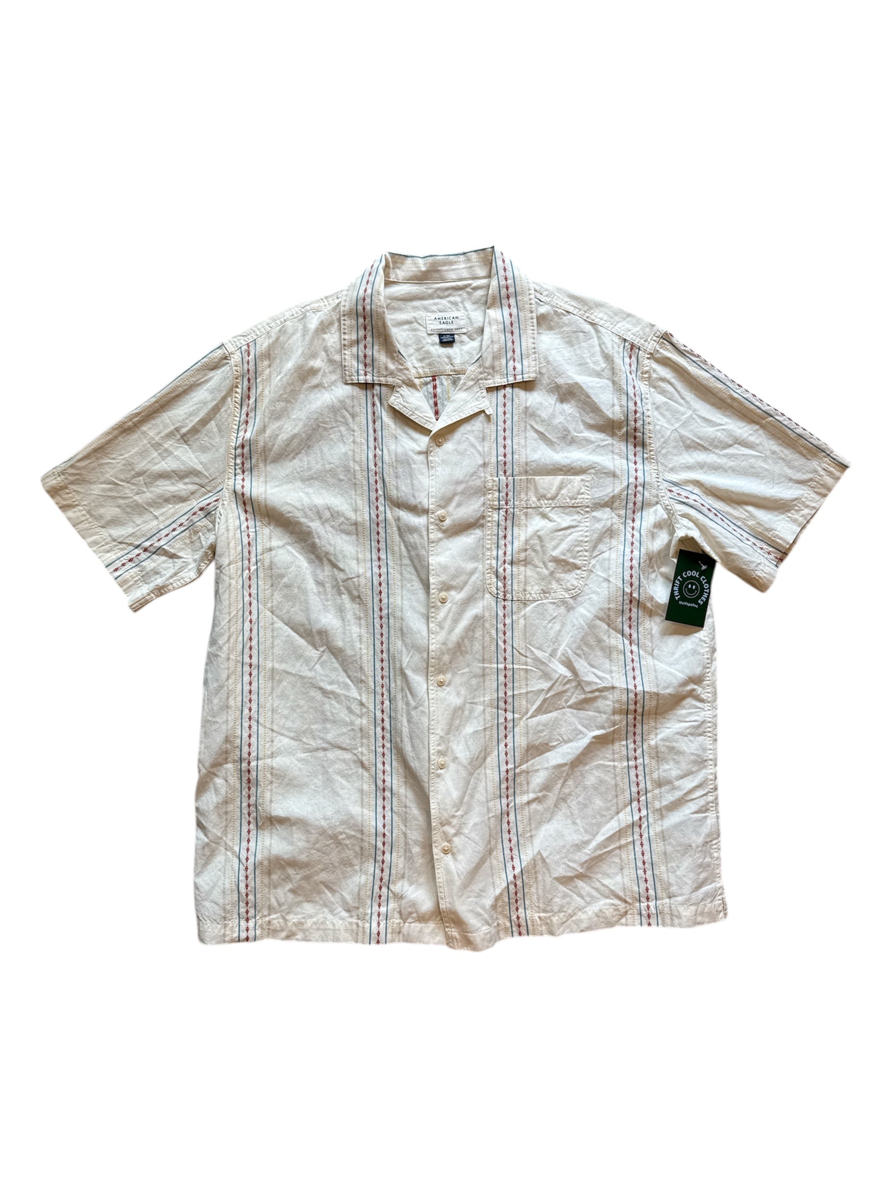 White yellow American eagle Stripe pattern ss button down, Xl t