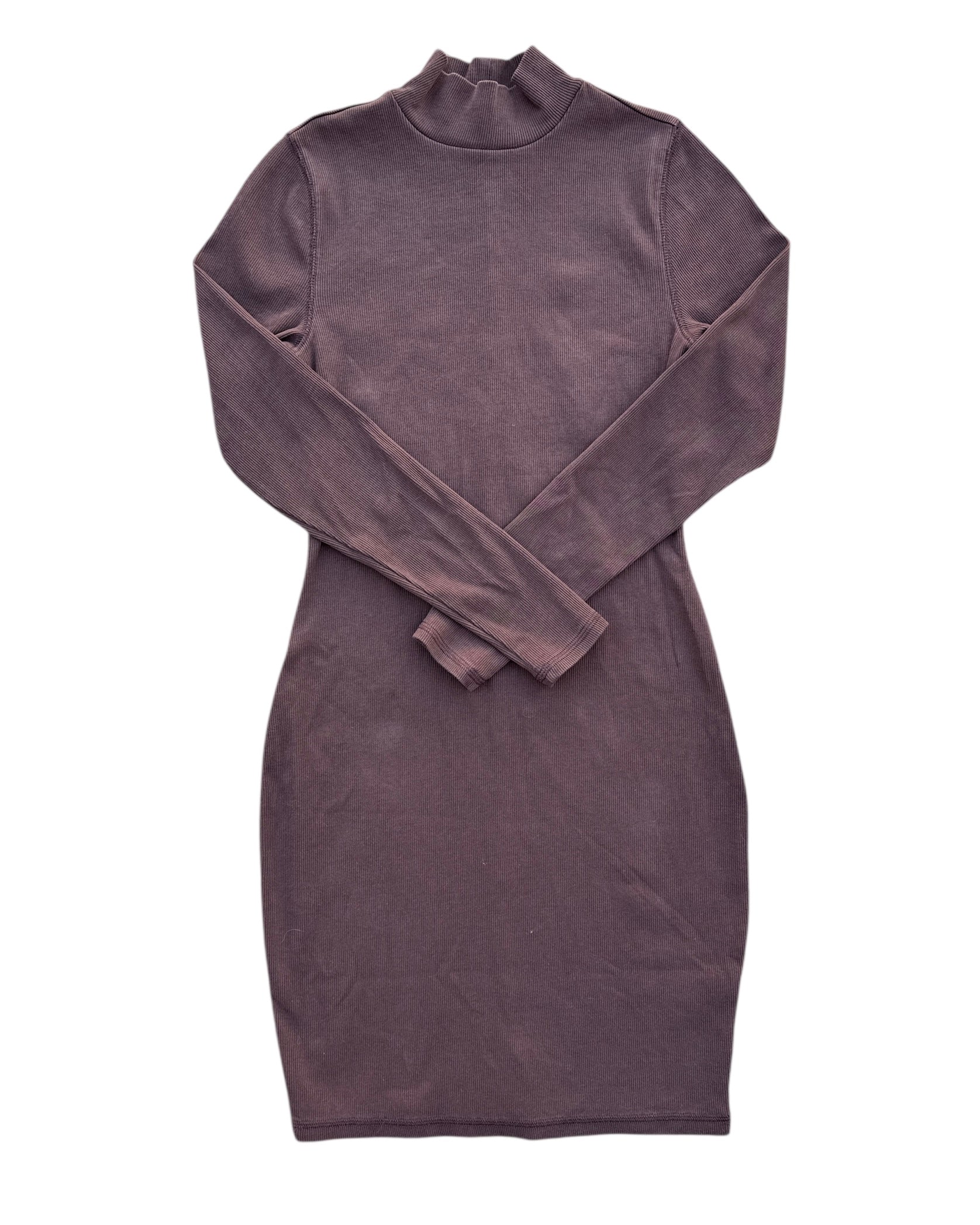 brown old navy ribbed mockneck ls mini dress, xs
