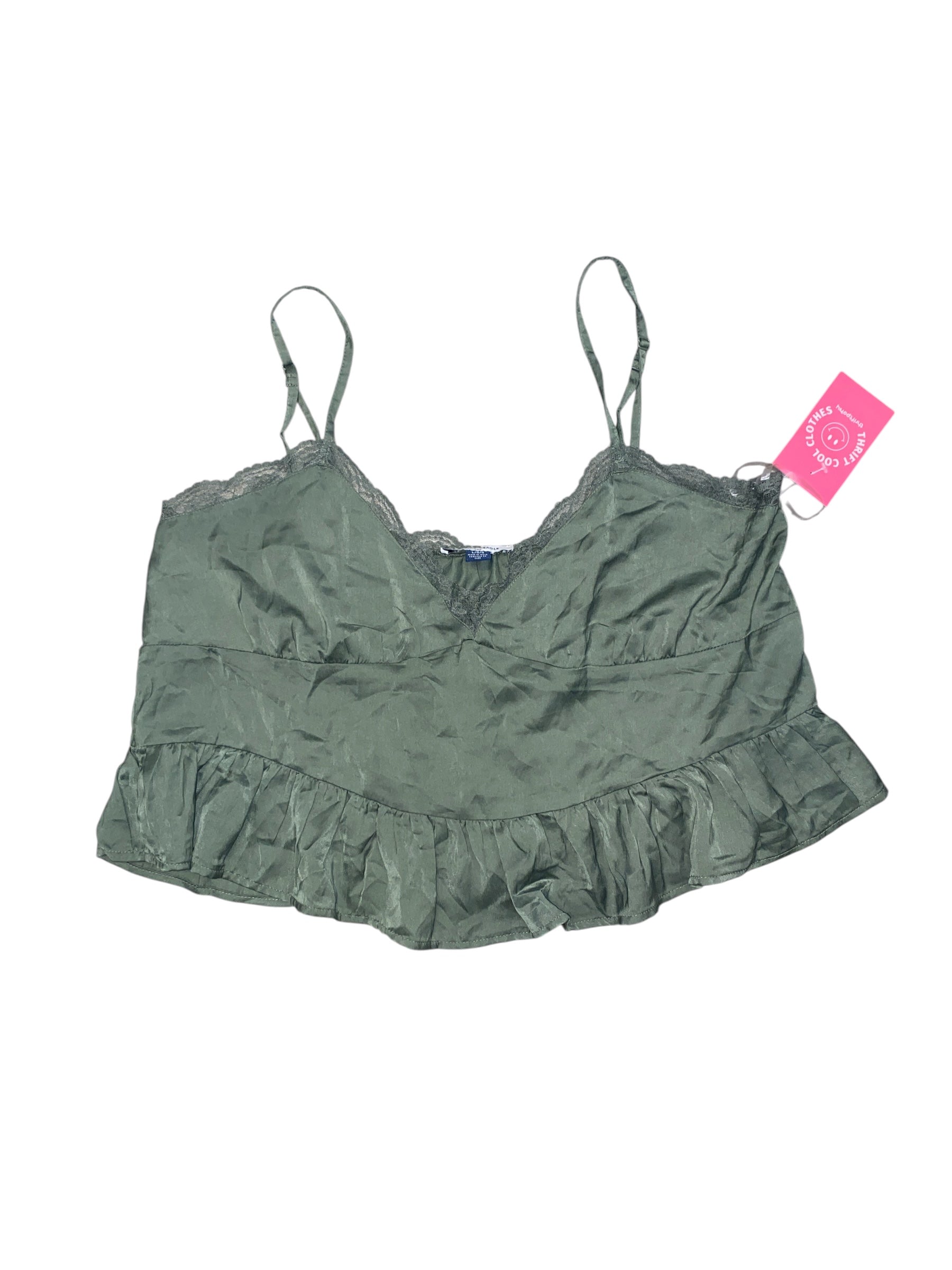 Green American Eagle Lace trim satin cami, L