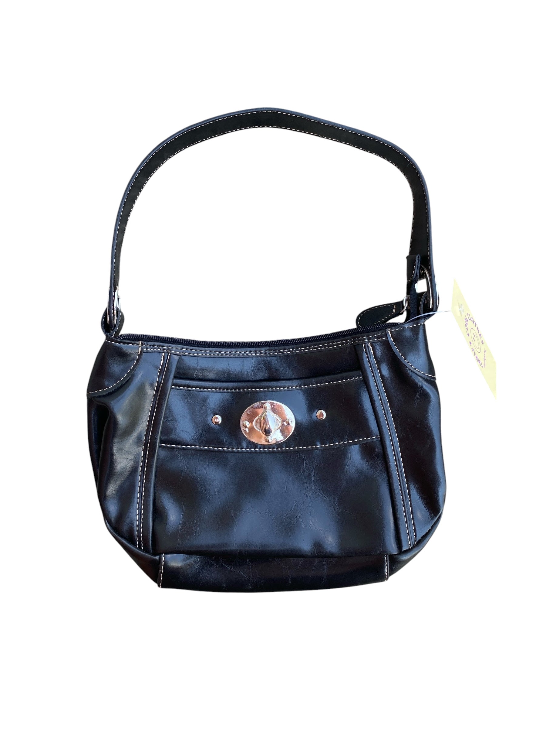 black pleather shoulder bag