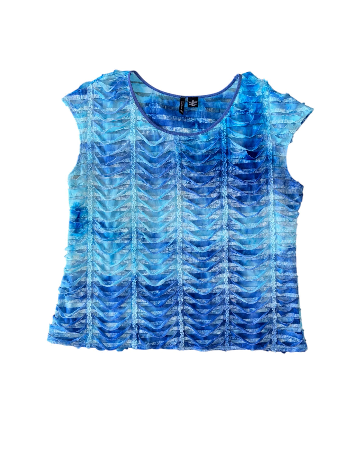 Blue New Directions Ruffly sparkly ss top, 2x