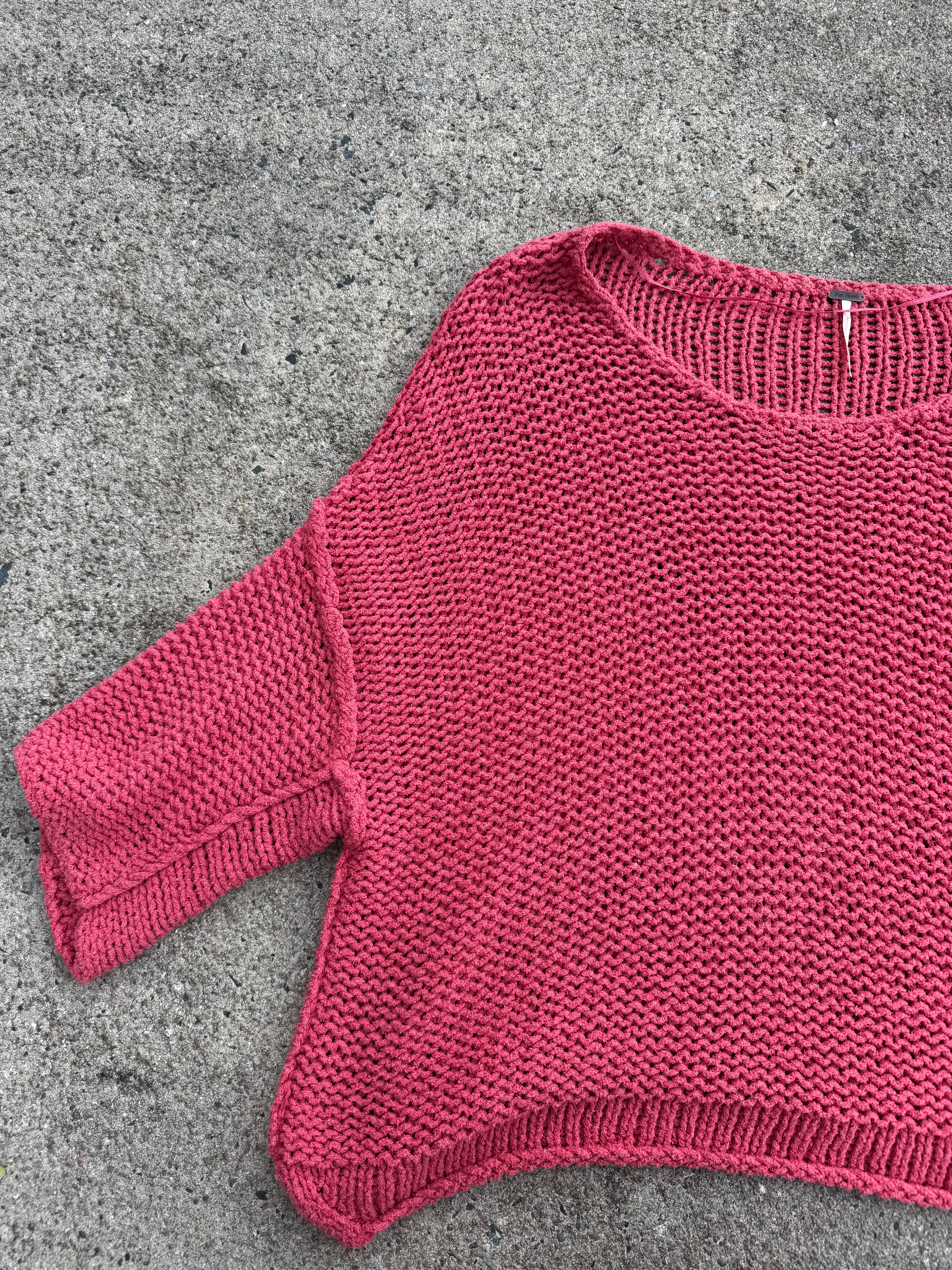 coral free people loose knit sweater, s