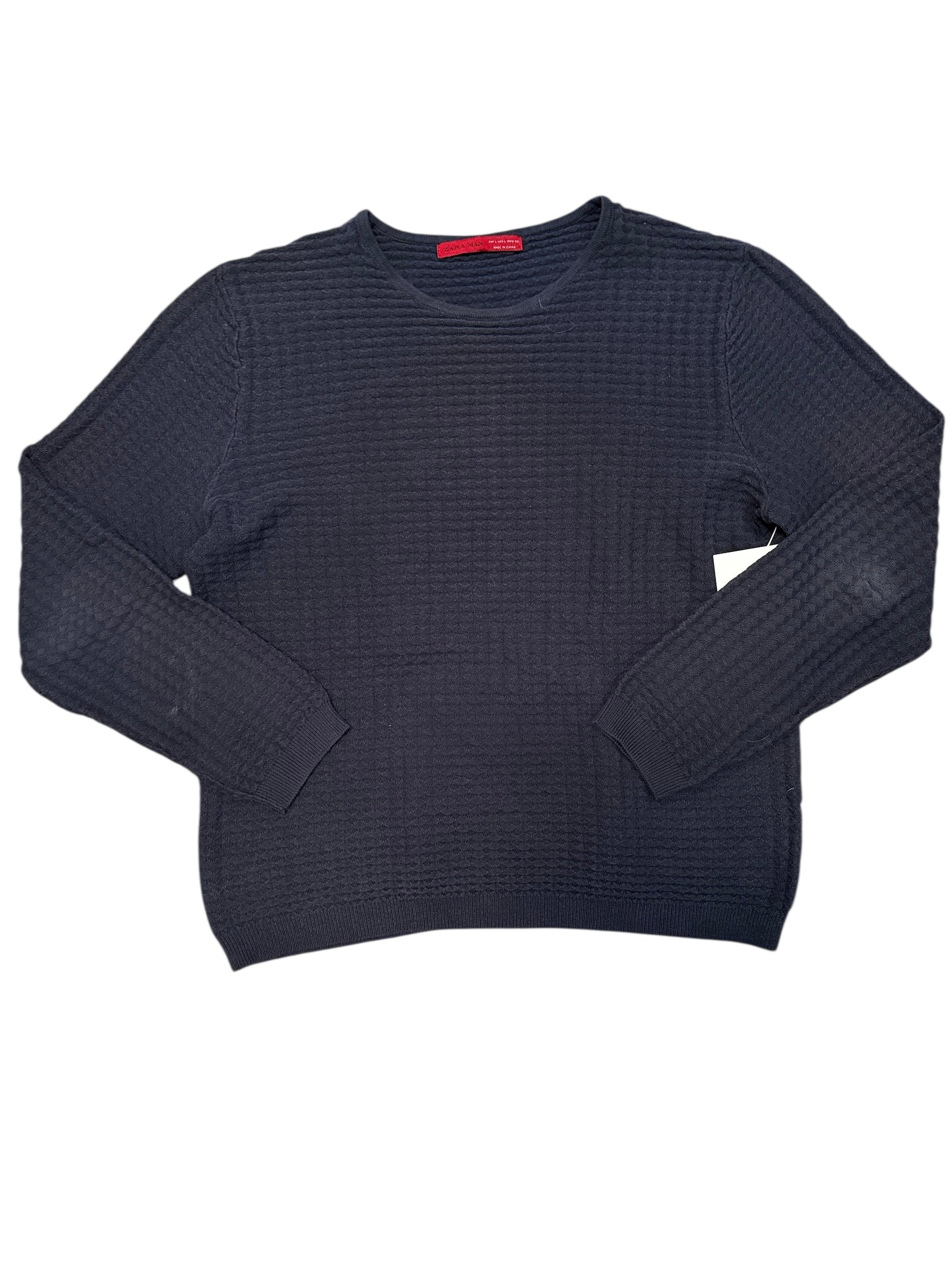 navy zara man textured sweater, L