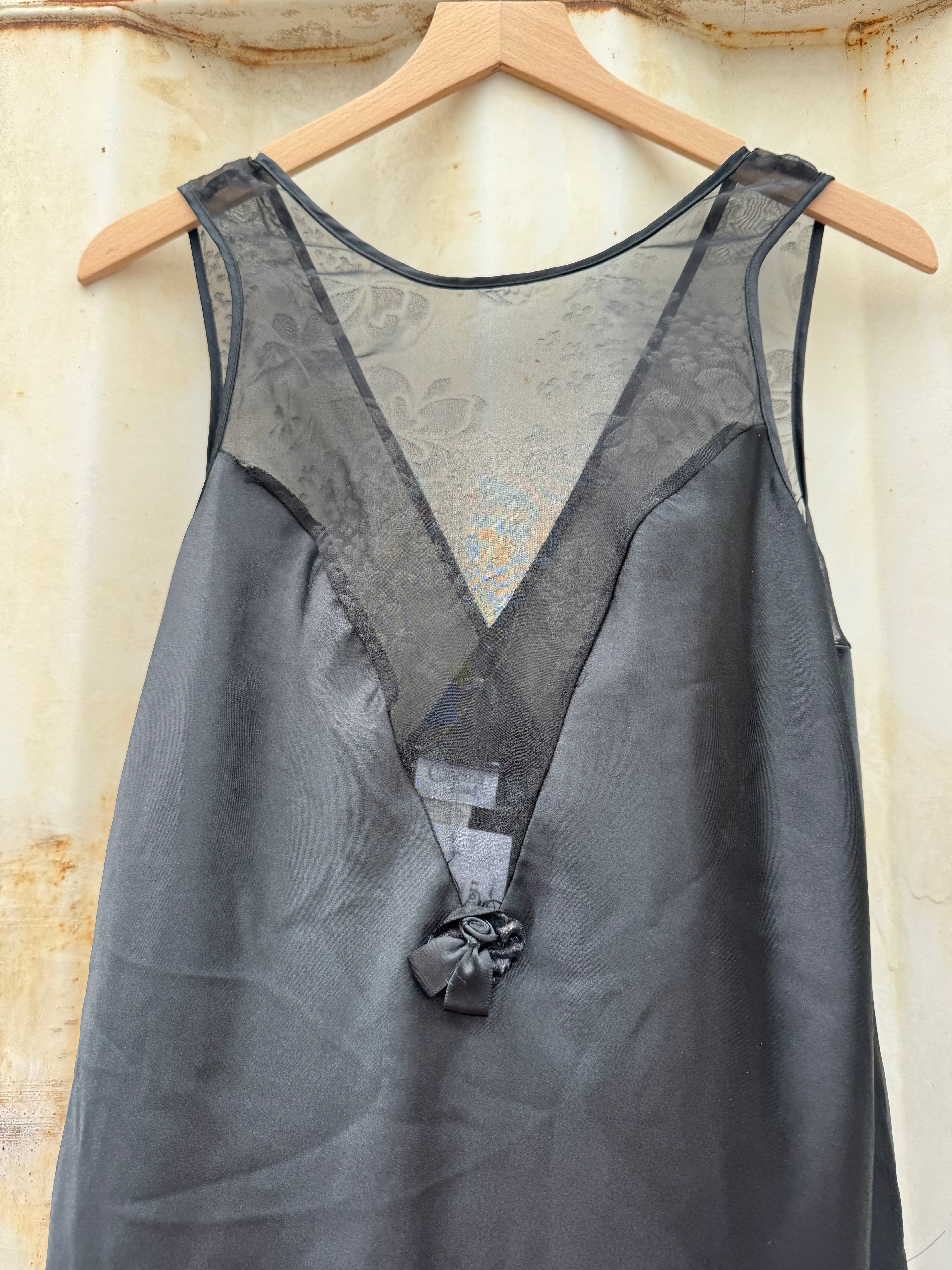 black cinema etoile satin like night dress, s