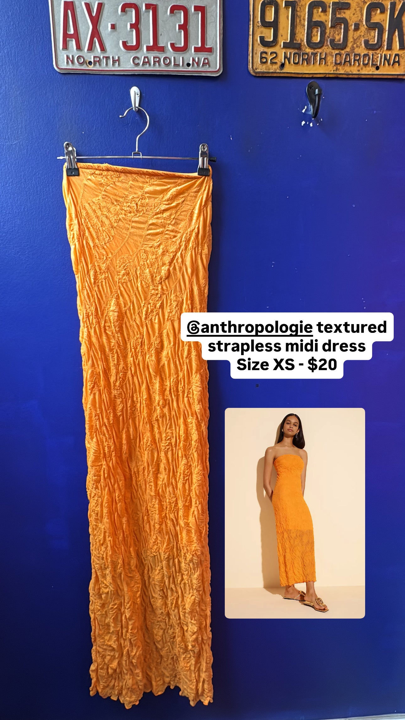orange anthropologie textured squiggle maxi dress, xs