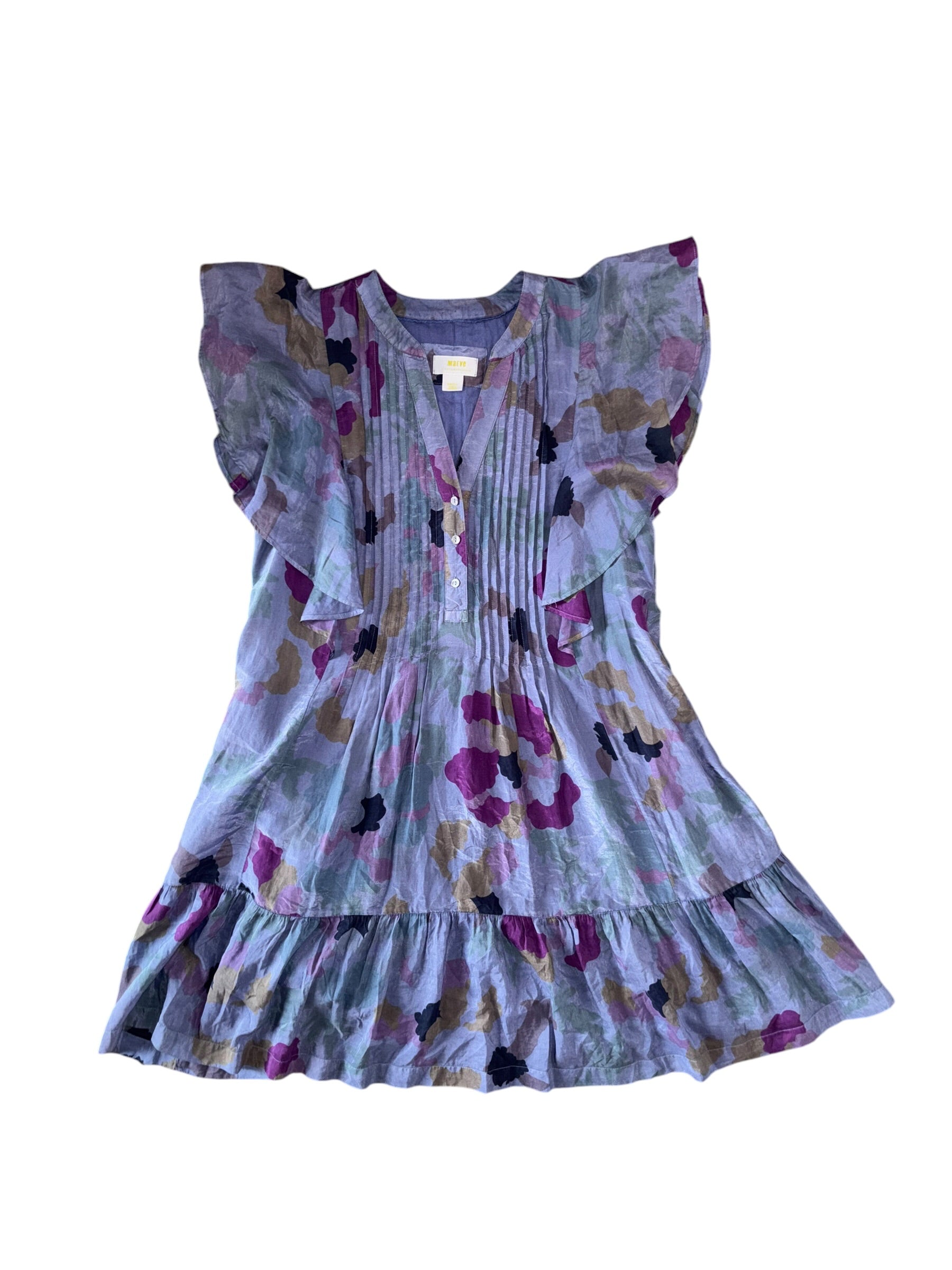 purple maeve silky floral dress, small