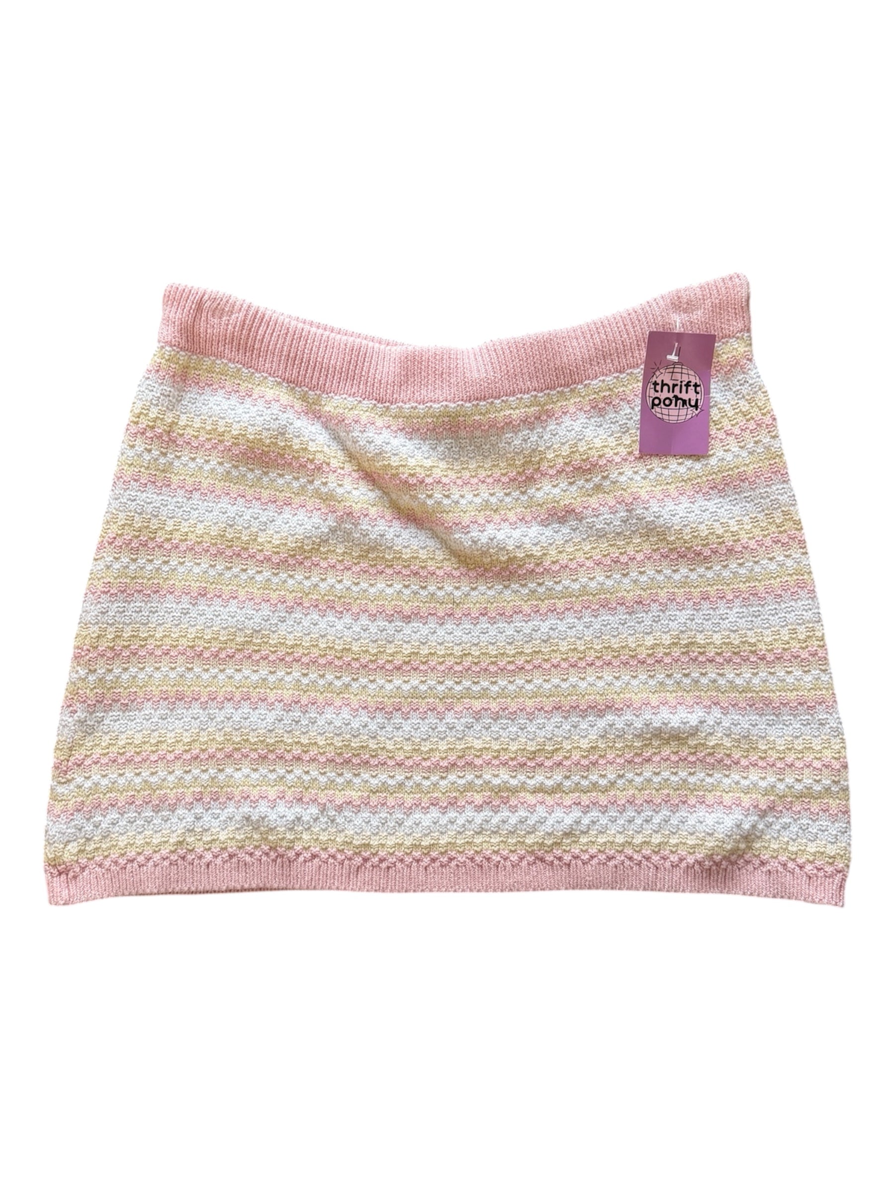 pink yellow white wild fable striped knit skirt, 2x