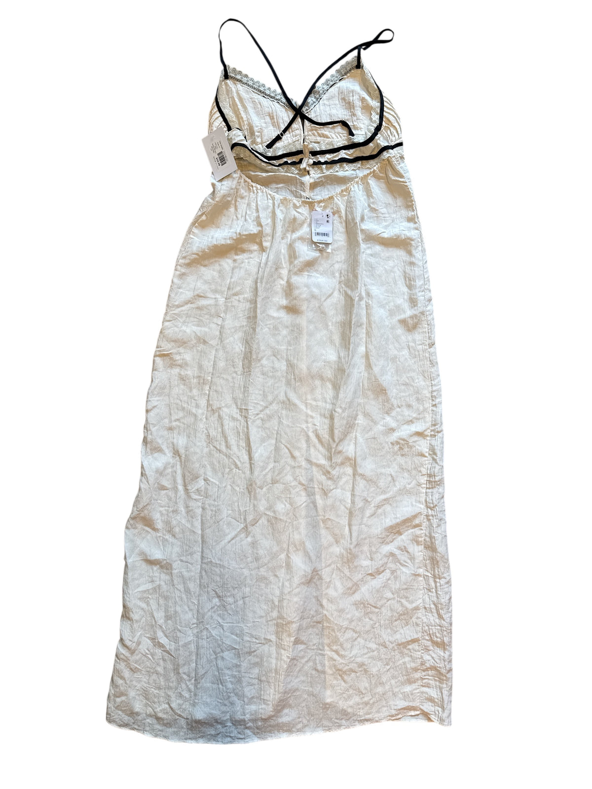 cream NWT black free people long buttoned lacy slip dress, m